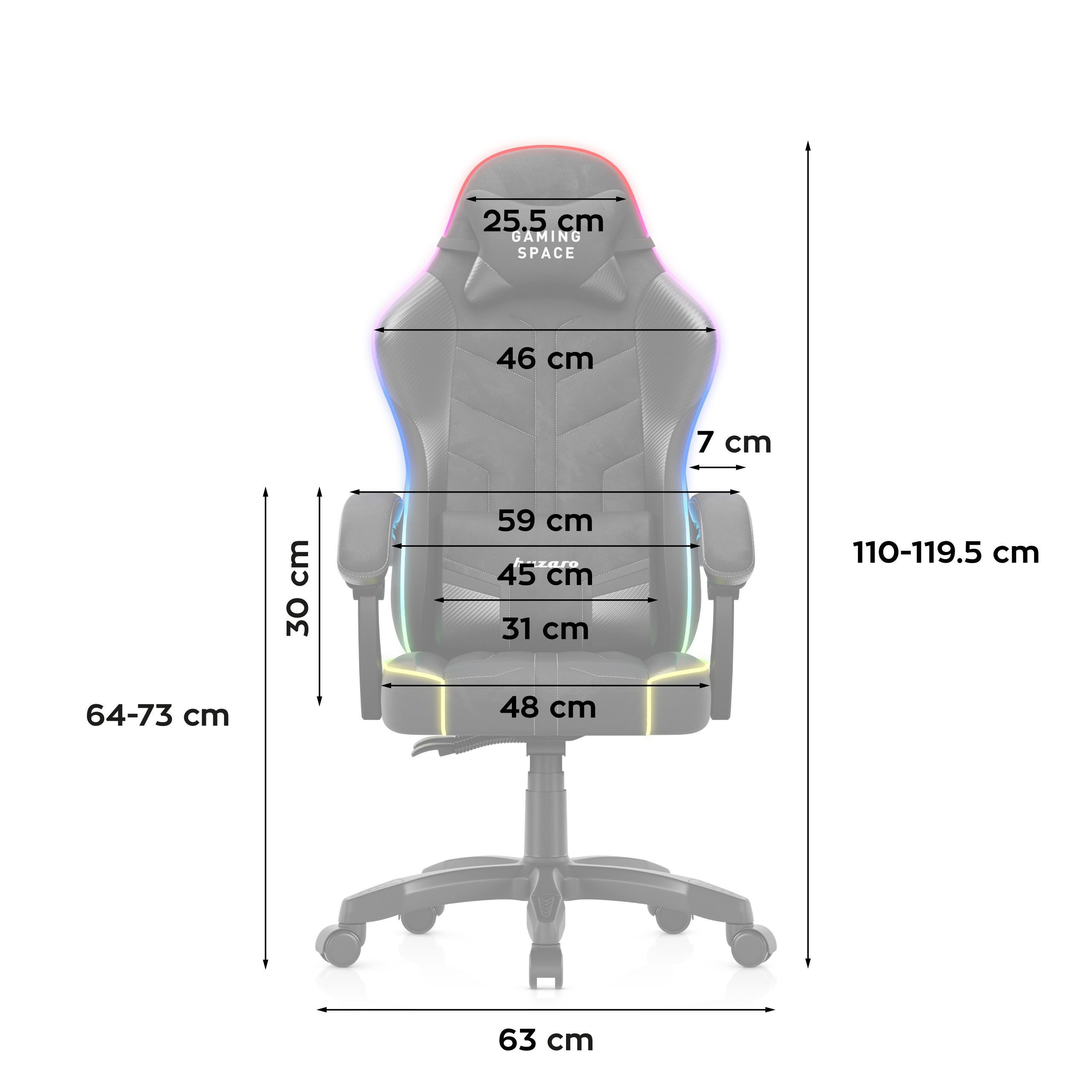 Huzaro Force 2.7 RGB Black gamingstoel van velours