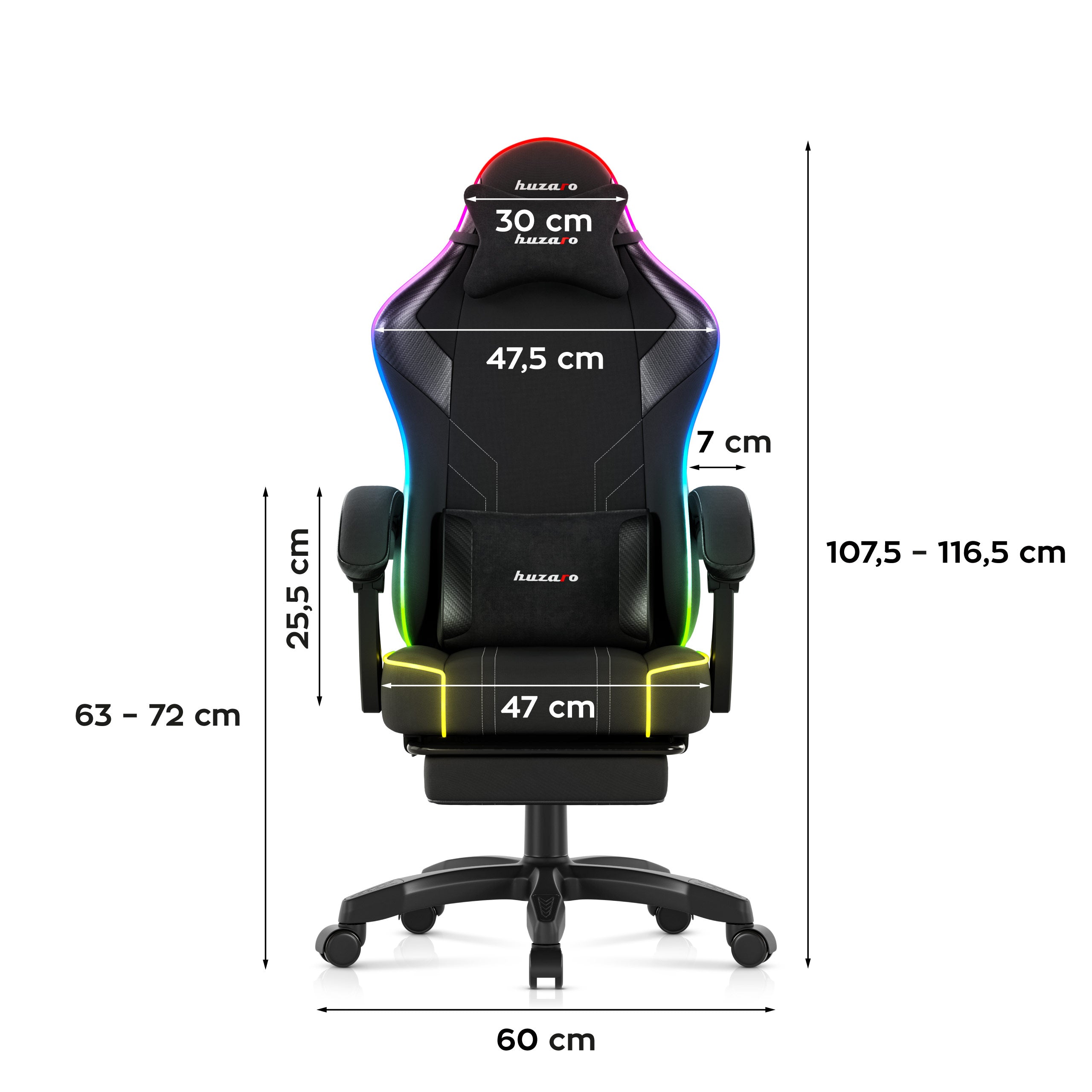 Huzaro Force 3.7 RGB Black gamingstoel