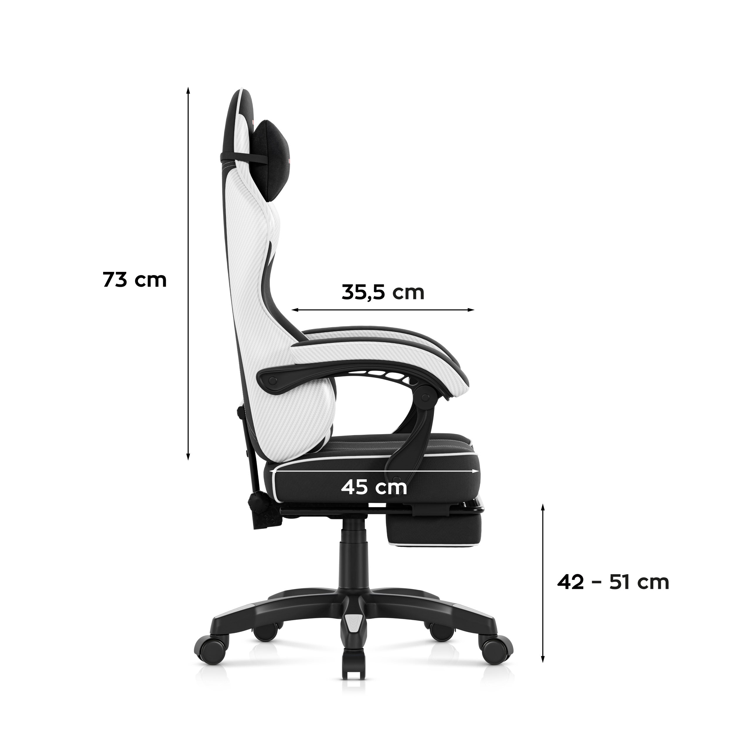 Huzaro Force 3.7 White Carbon gamingstoel