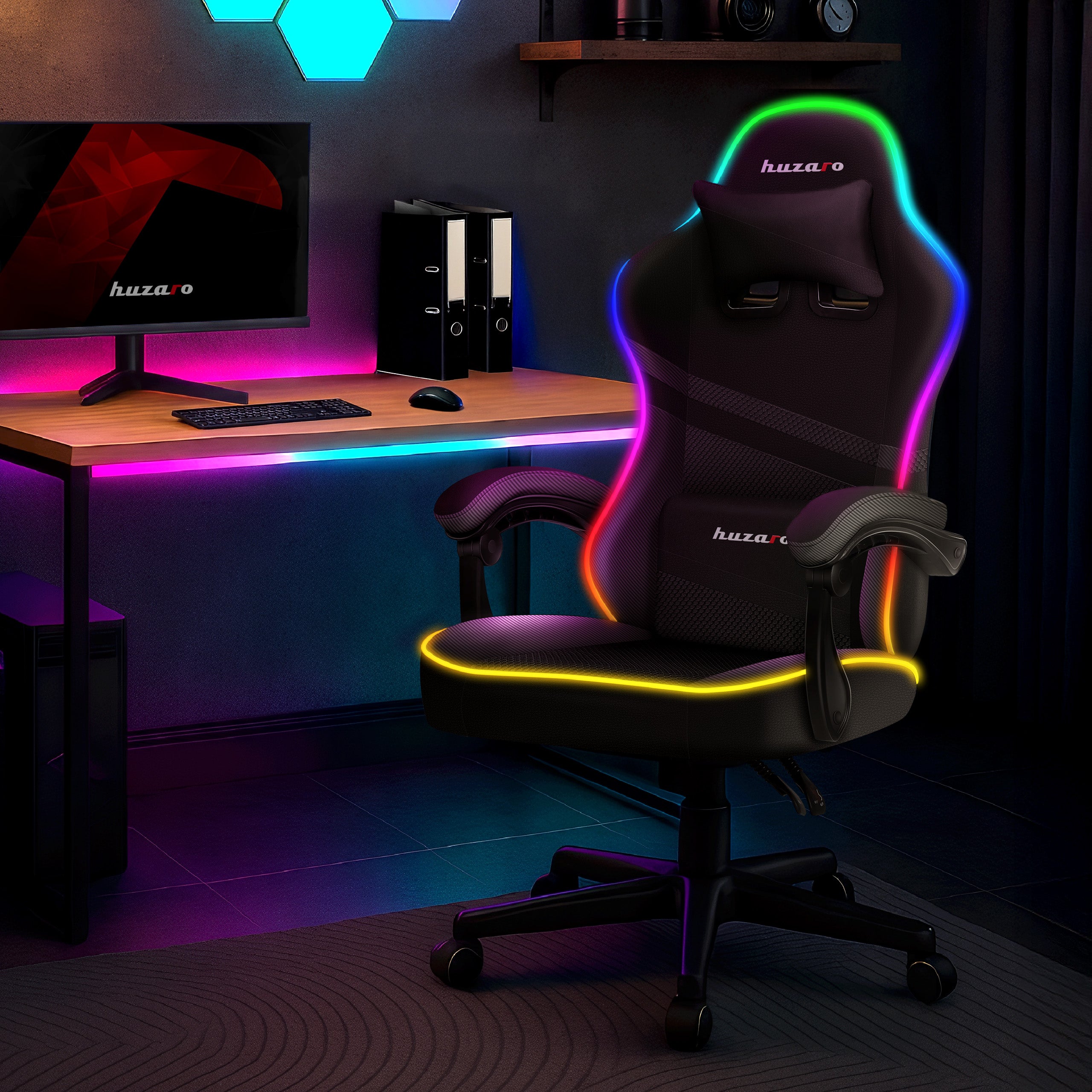 Huzaro FORCE 4.4 RGB Black Mesh gamingstoel