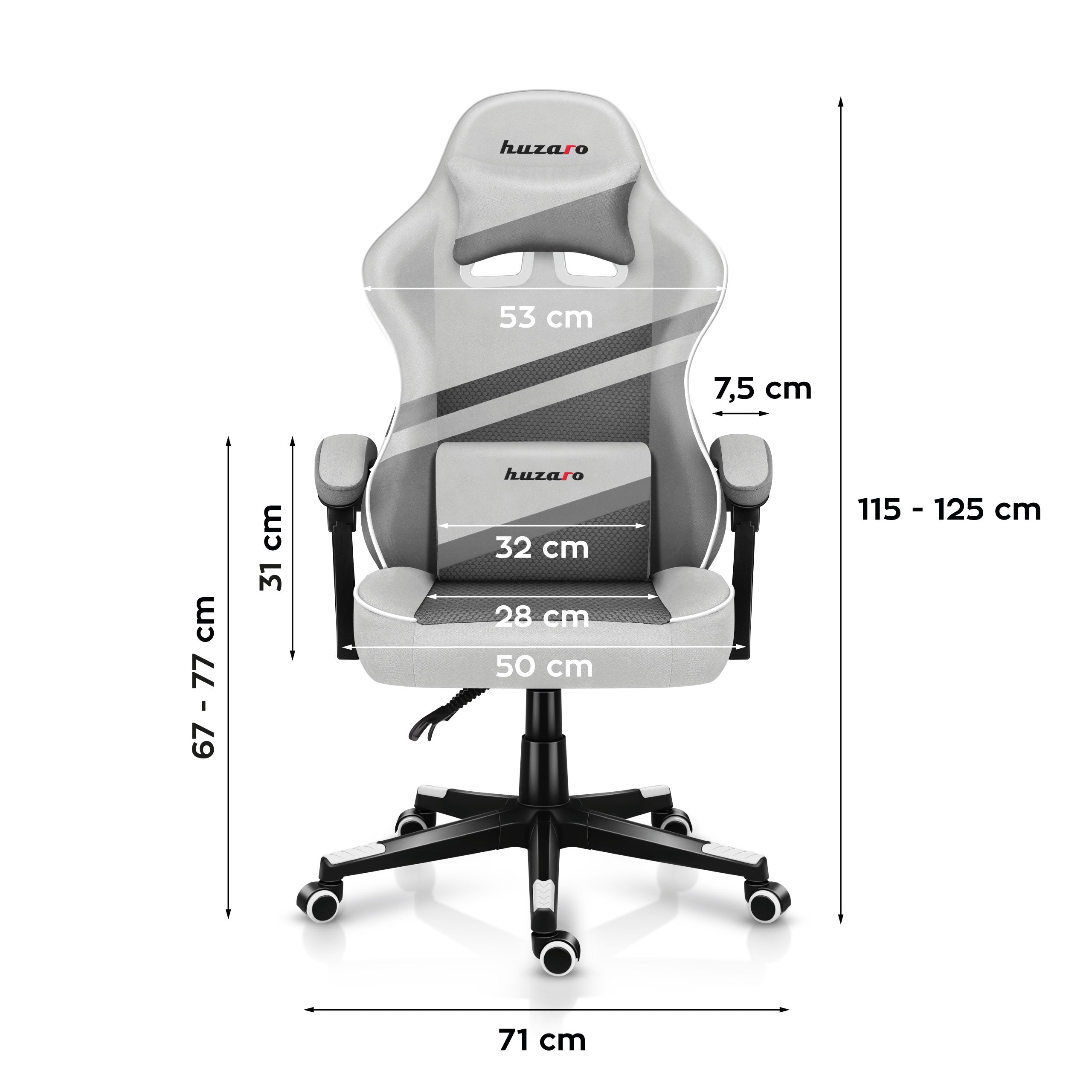 HUZARO FORCE 4.4 White Mesh gamingstoel