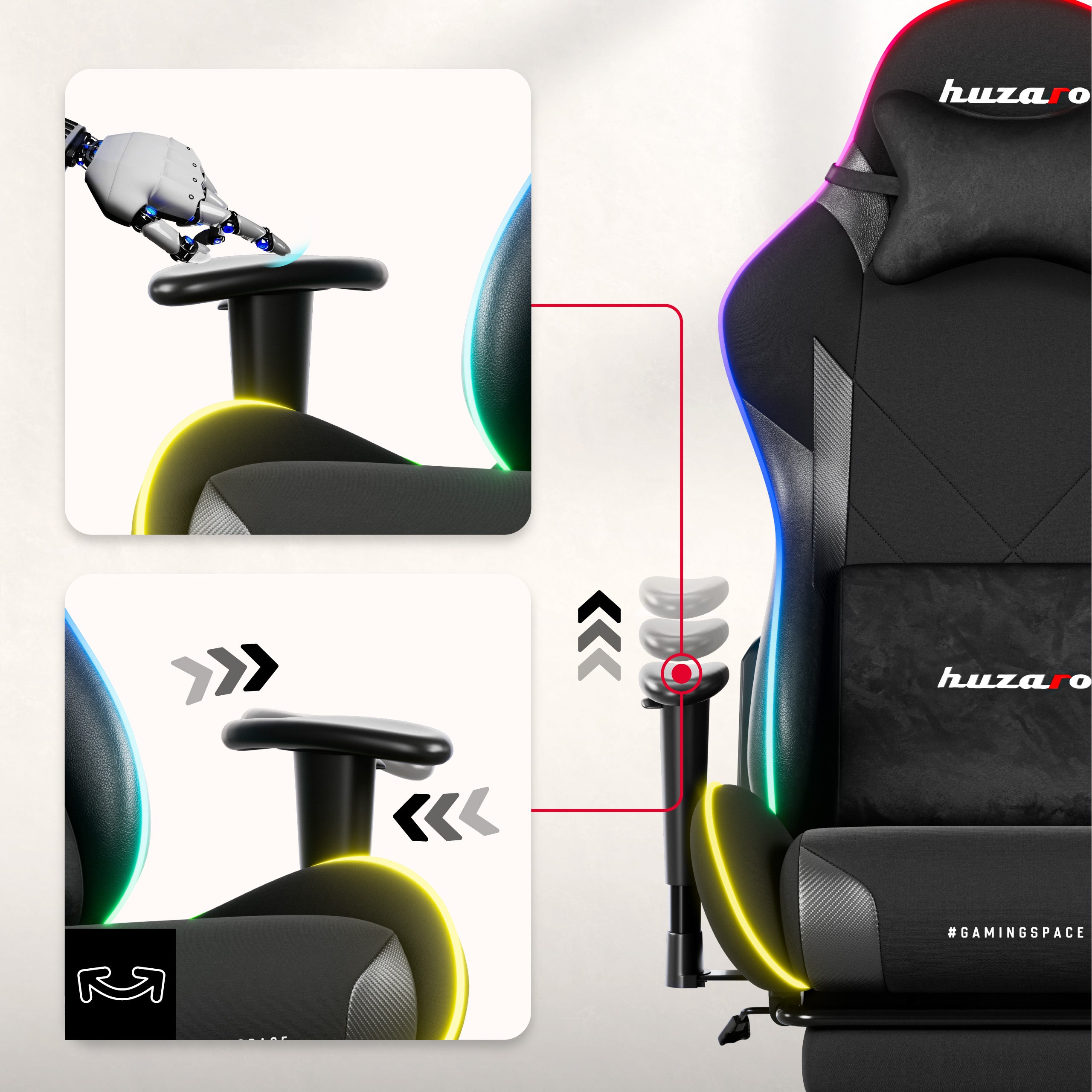 Huzaro Force 5.7 Black RGB LED-gamingstoel