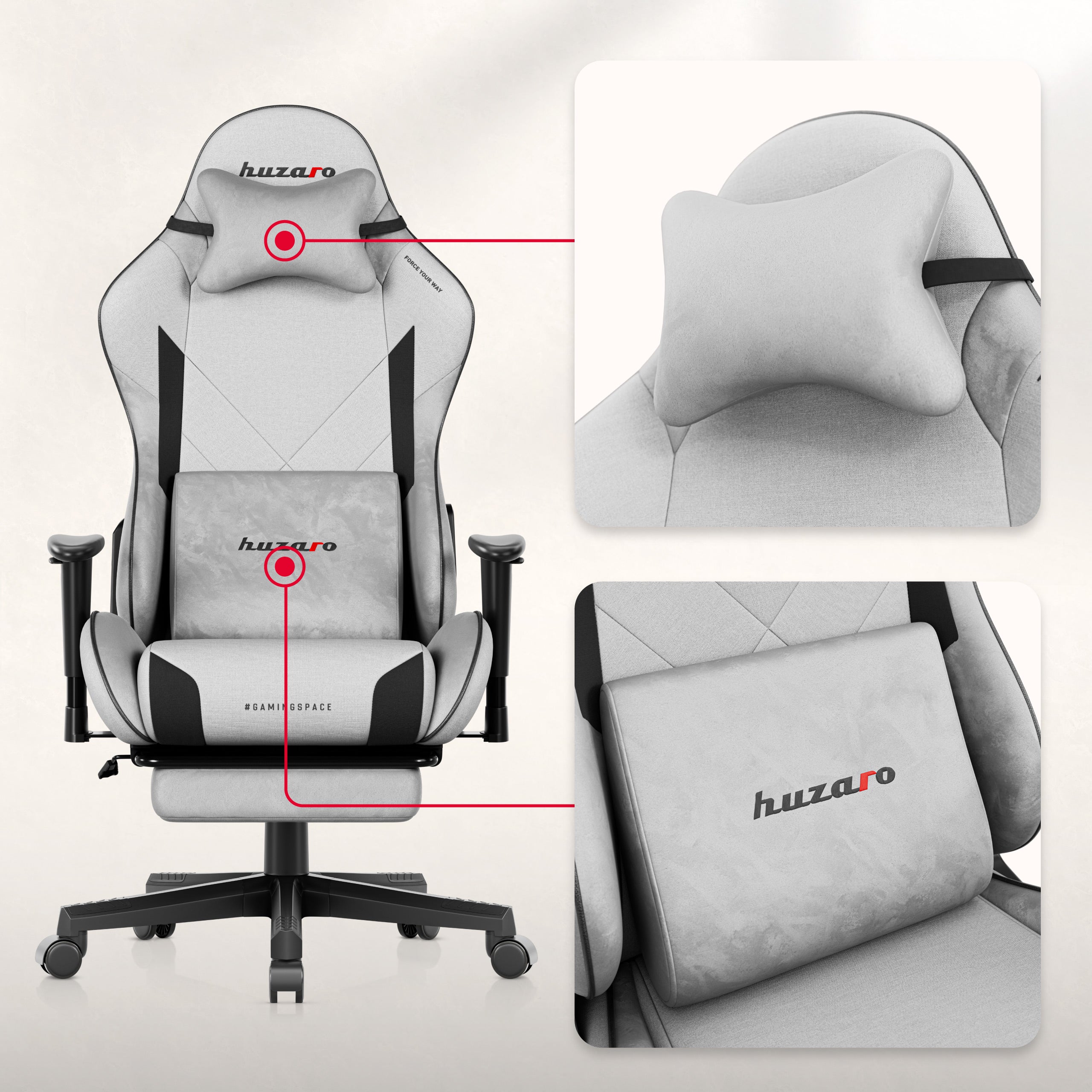 Huzaro Force 5.7 Grey gamingstoel
