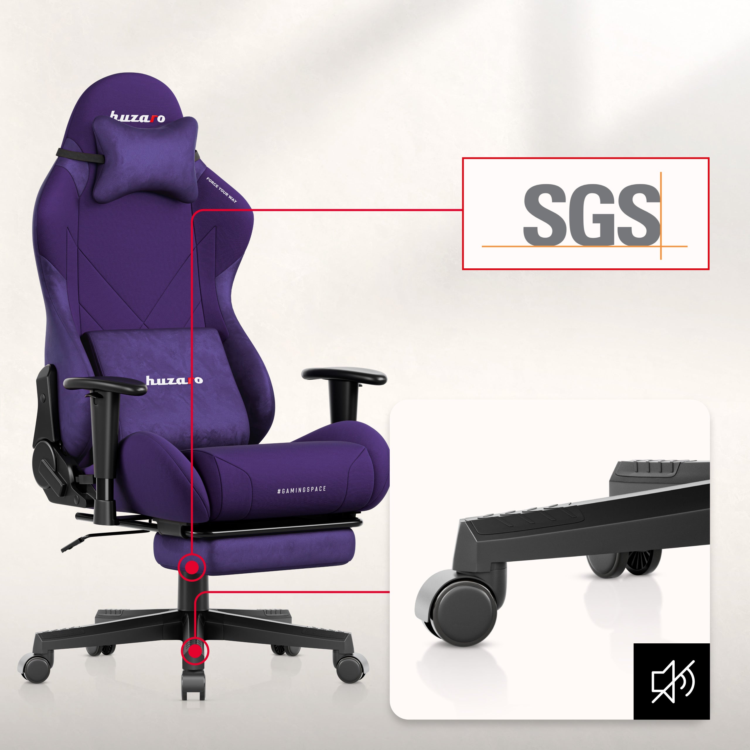Huzaro Force 5.7 Purple gamingstoel