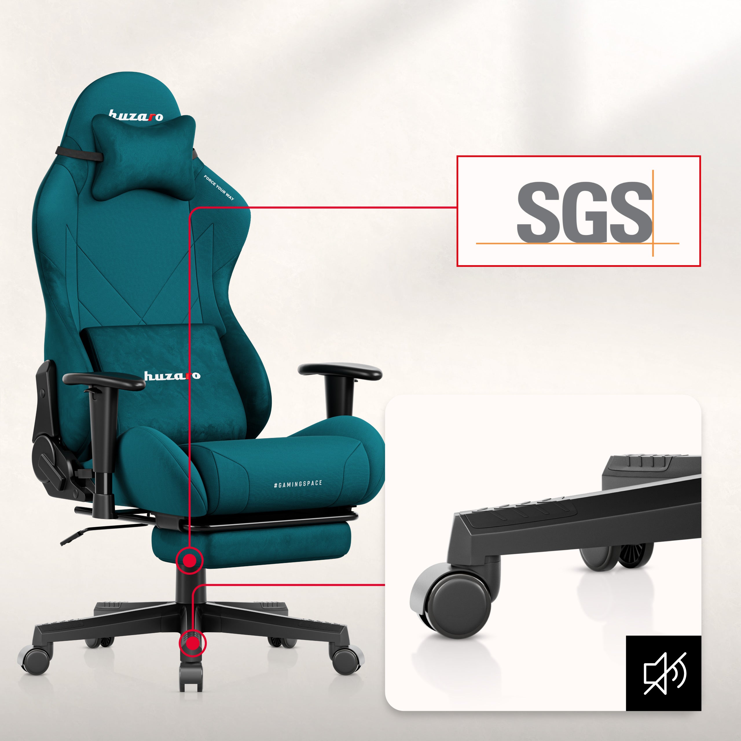 Huzaro Force 5.7 Teal gamingstoel
