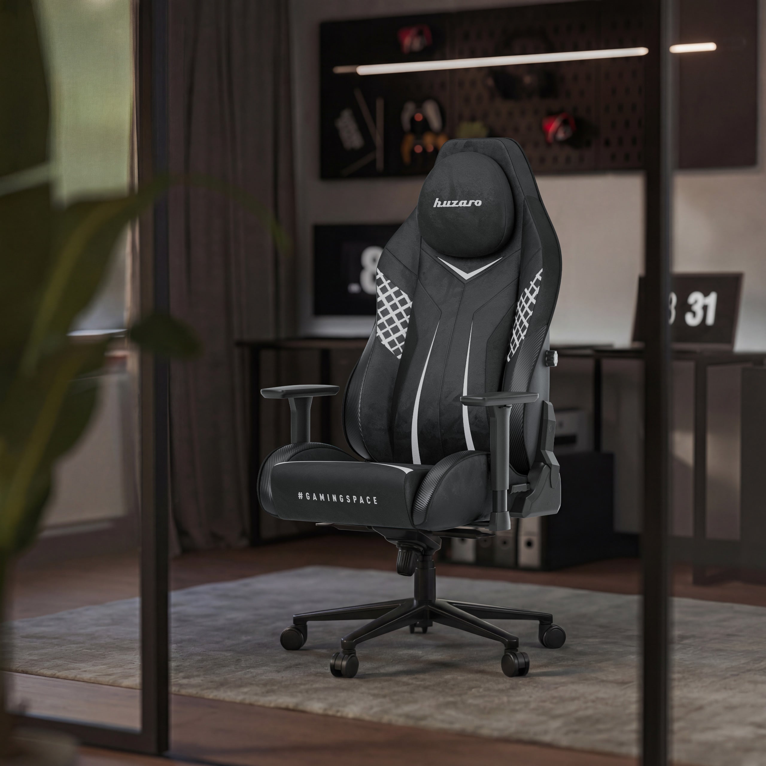 Huzaro Force 8.3 Carbon Black gamingstoel van suède