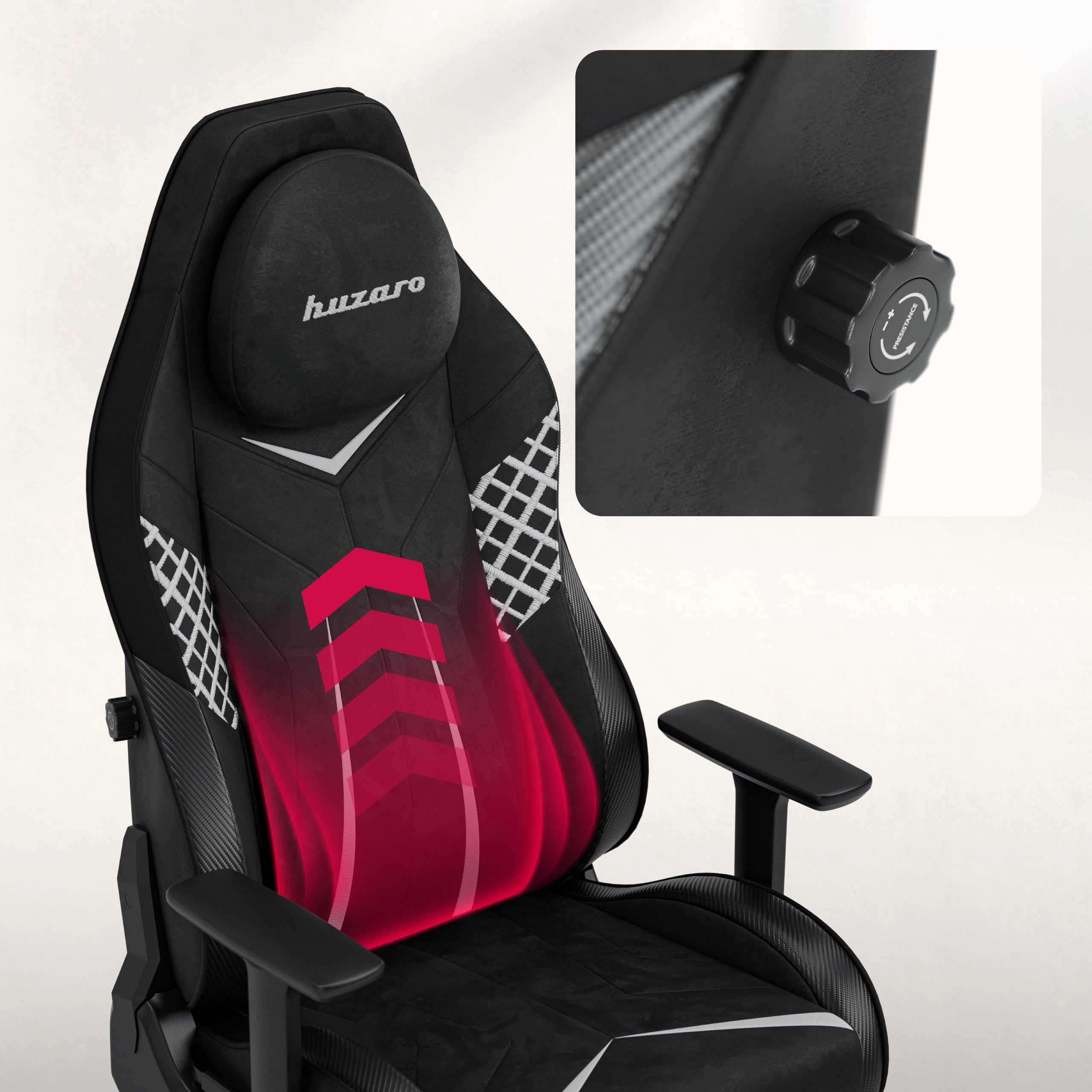 Huzaro Force 8.3 Carbon Black gamingstoel van suède