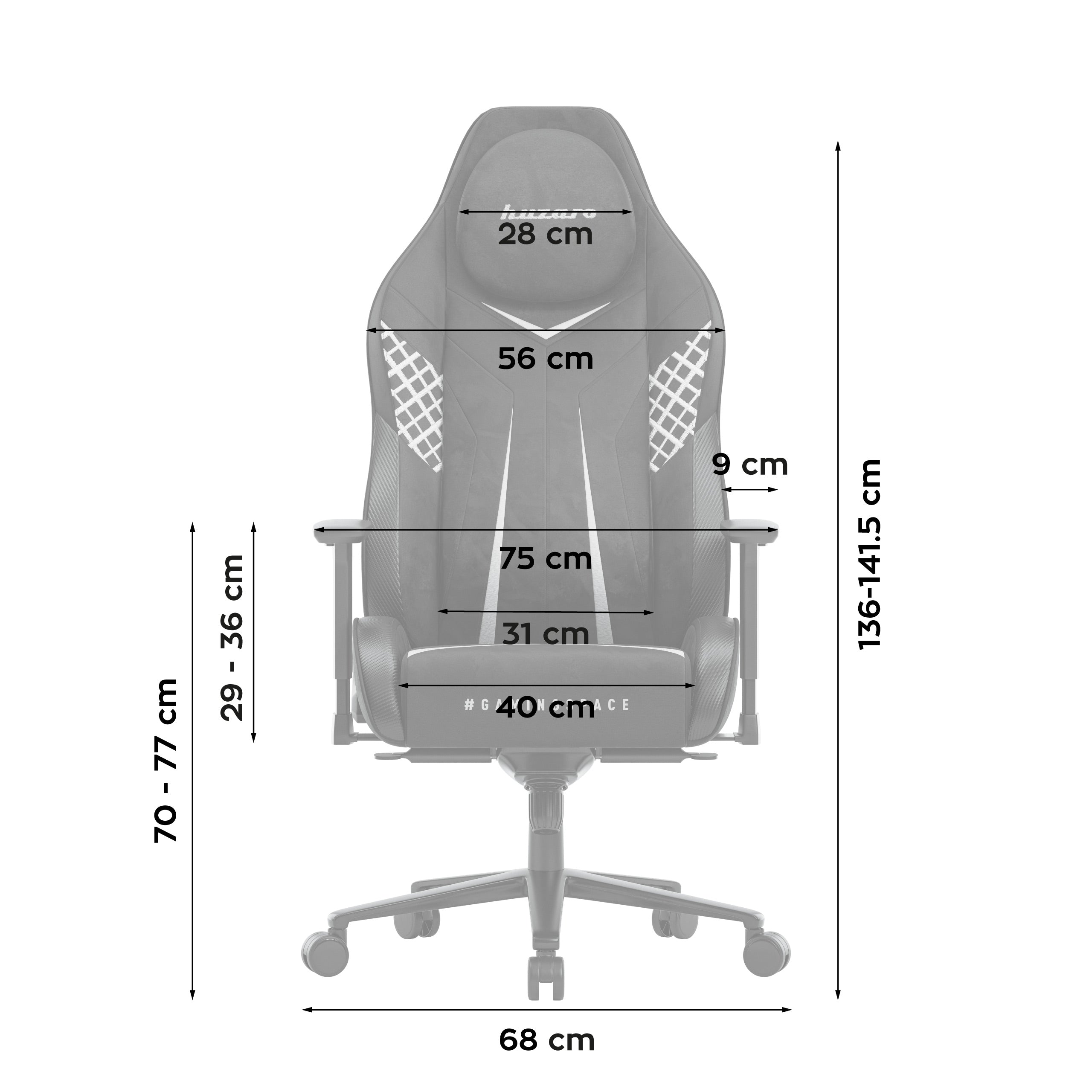 Huzaro Force 8.3 Carbon Black gamingstoel van suède