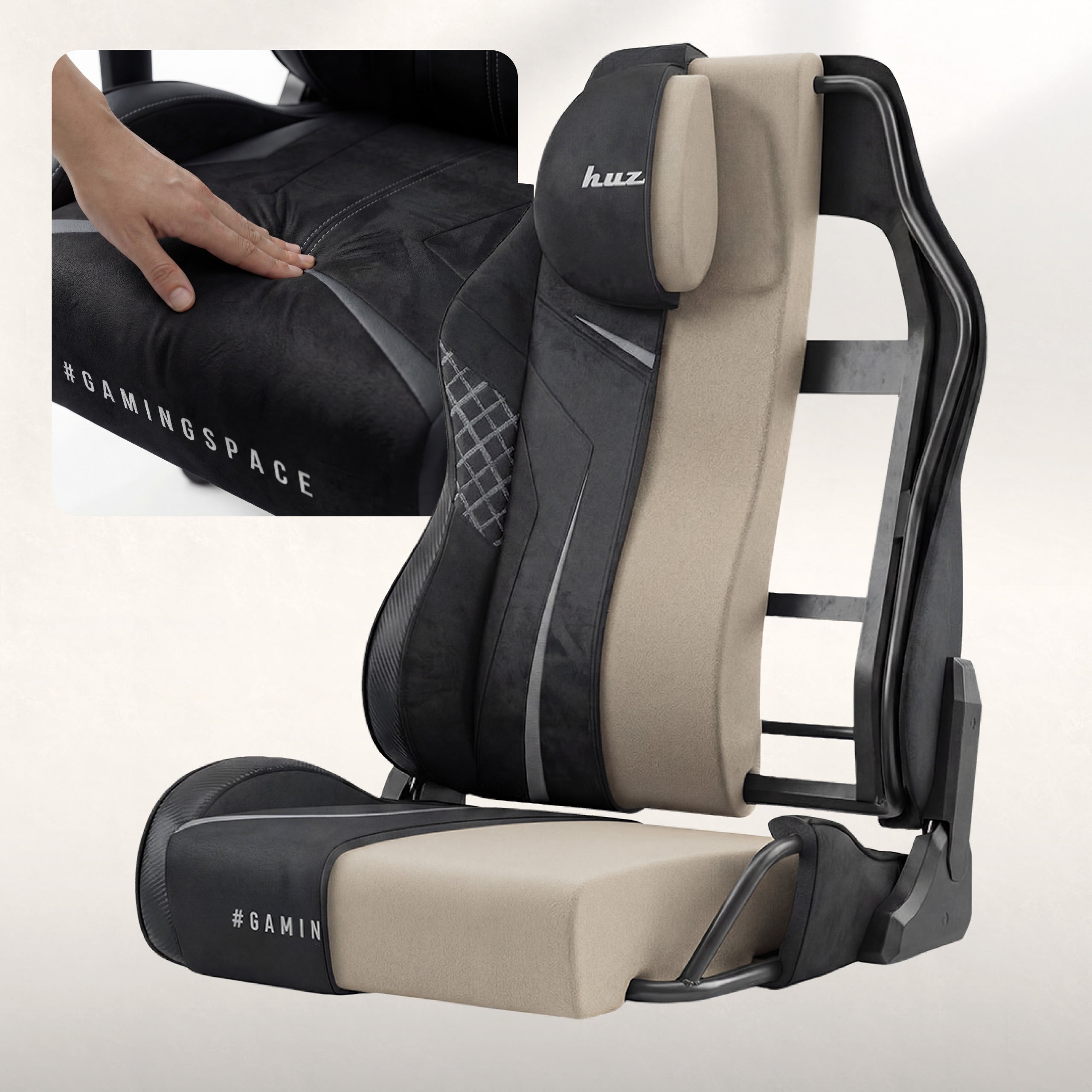 Huzaro Force 8.3 Carbon Black gamingstoel van suède
