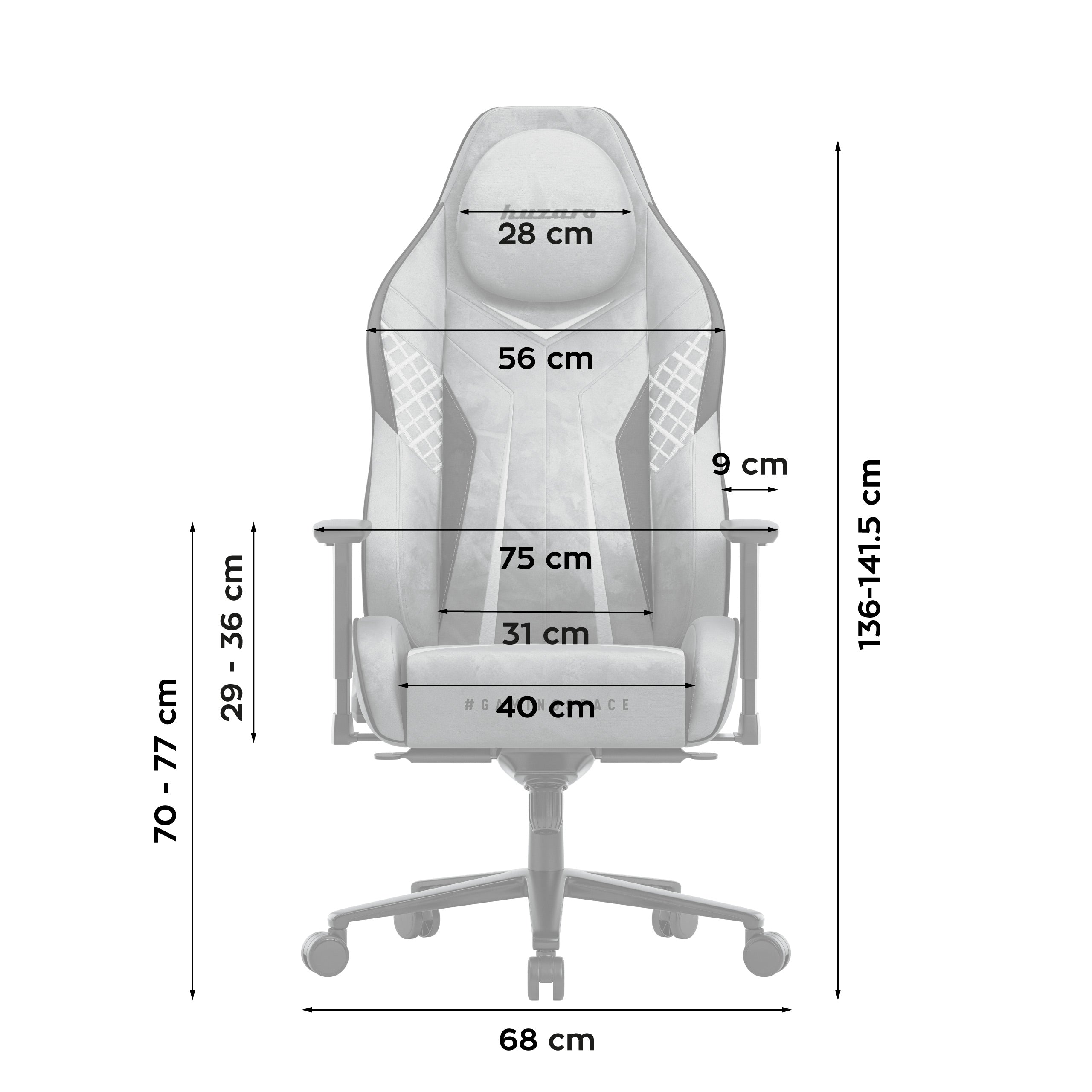 Huzaro Force 8.3 Grey gamingstoel van suède