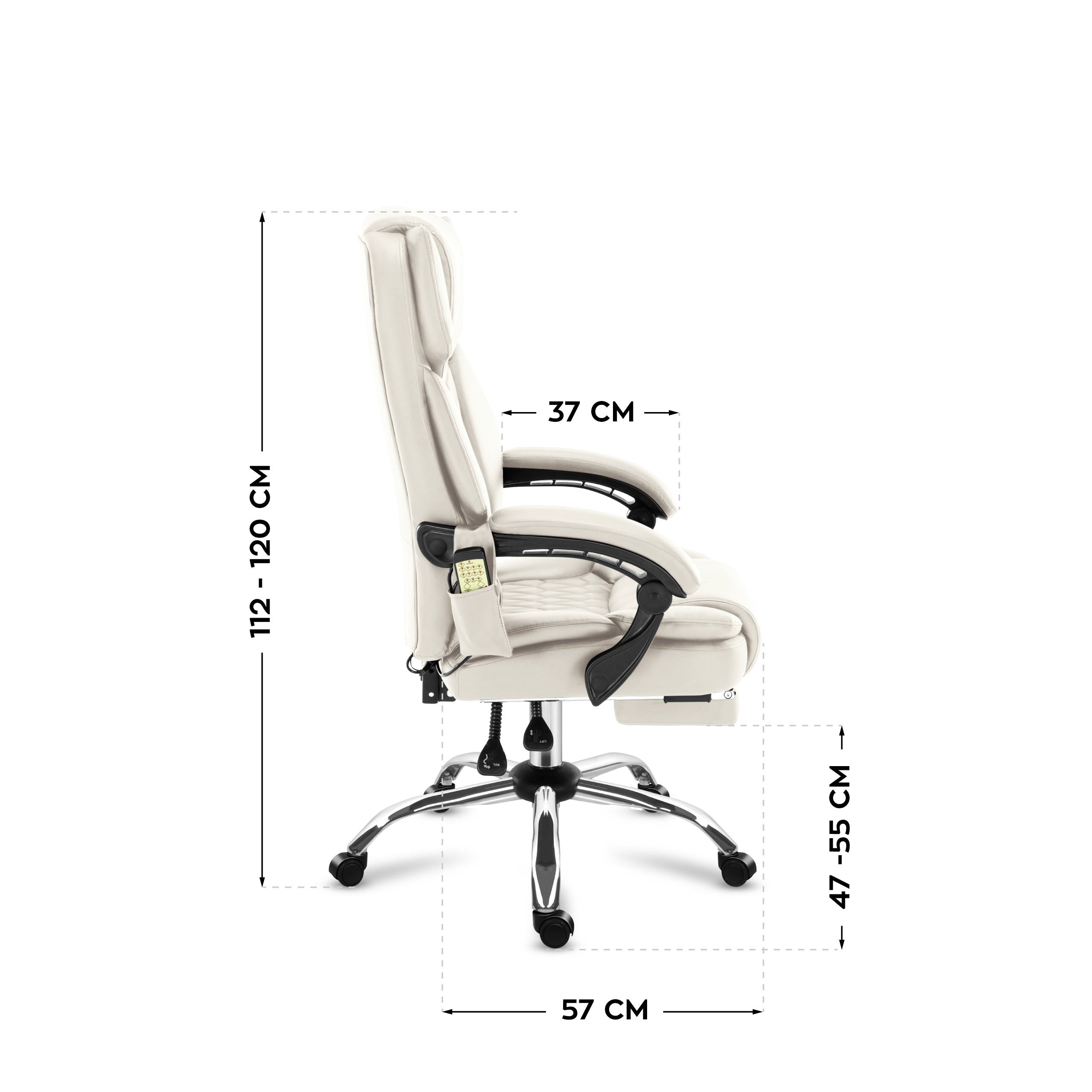 Mark Adler Boss 6.0 Beige bureaustoel met massagefunctie en voetensteun