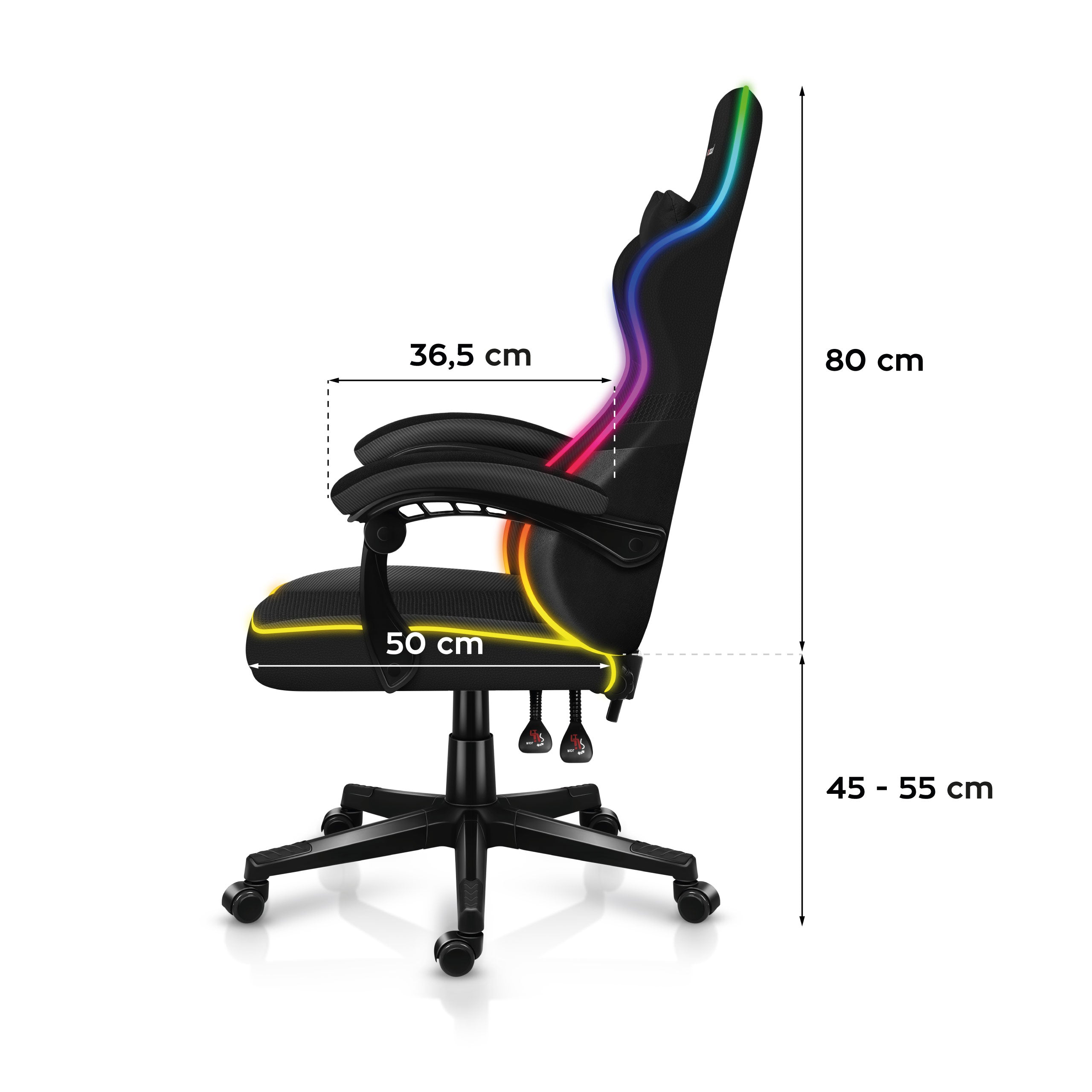 Huzaro FORCE 4.4 RGB Black Mesh gamingstoel