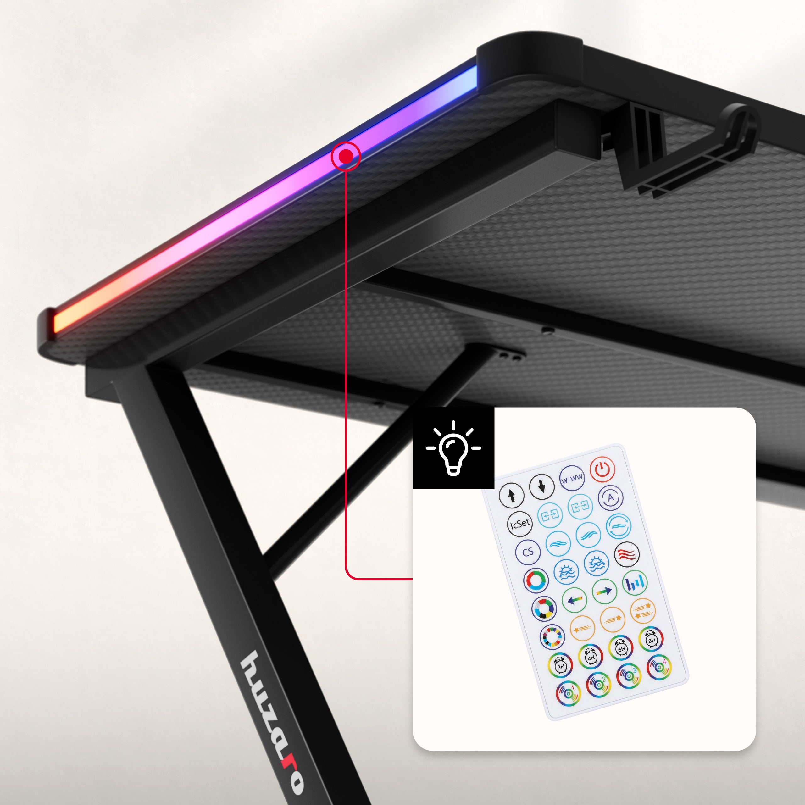 Huzaro Hero 2.5 RGB LED-gamingbureau, 120 cm