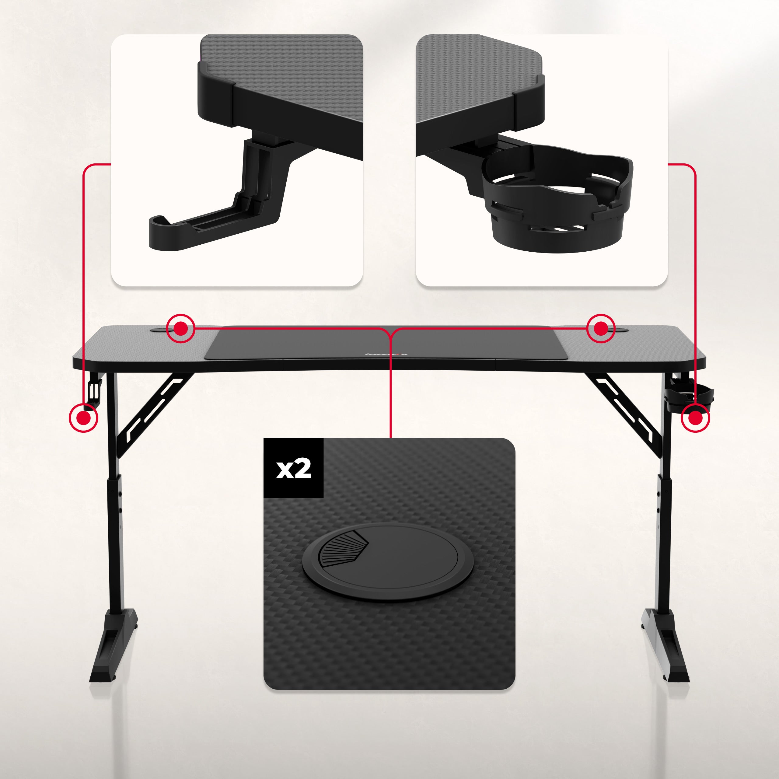Huzaro Hero 3.6 Black gamingbureau, 140 cm