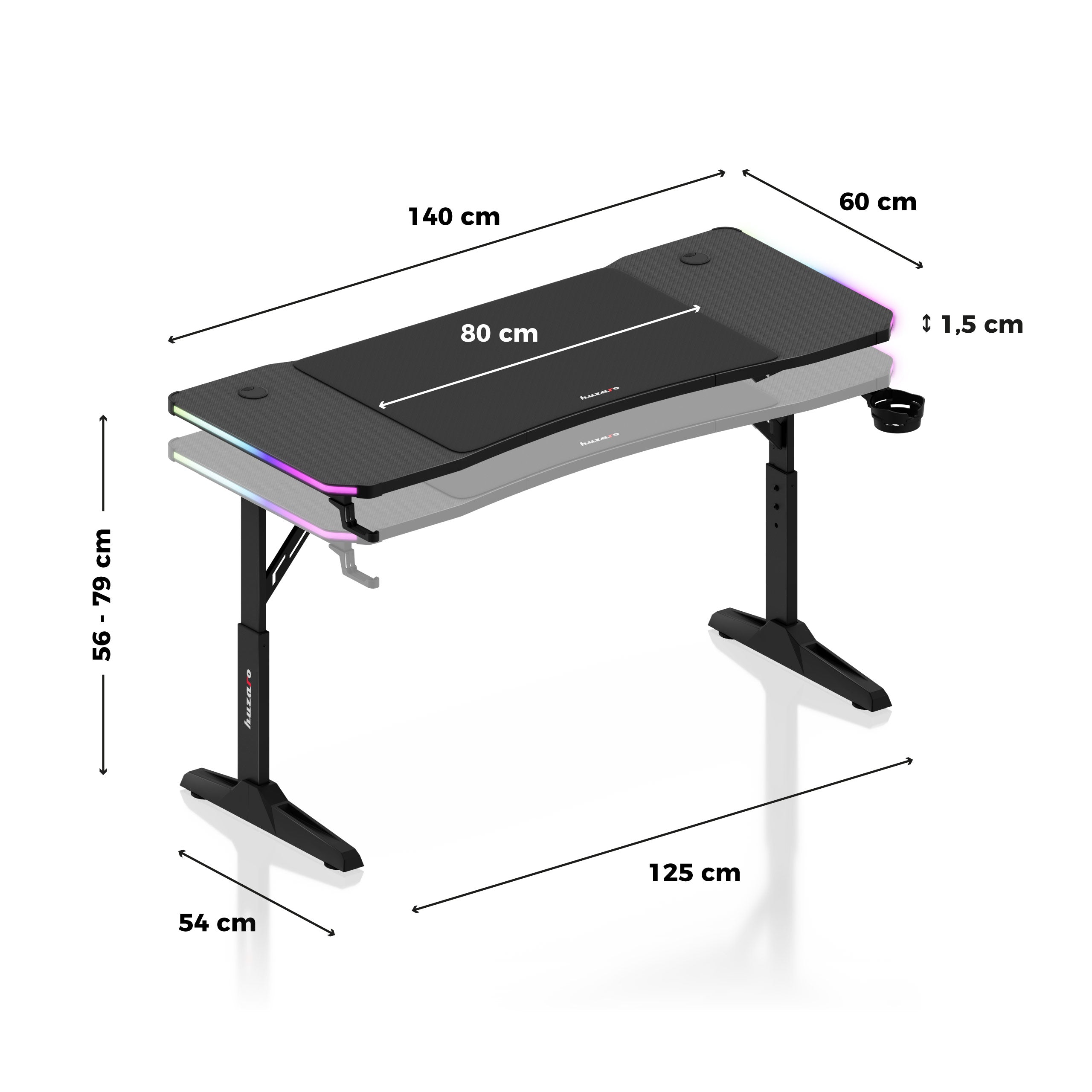 Huzaro Hero 3.6 RGB LED Black 140 cm gamingbureau