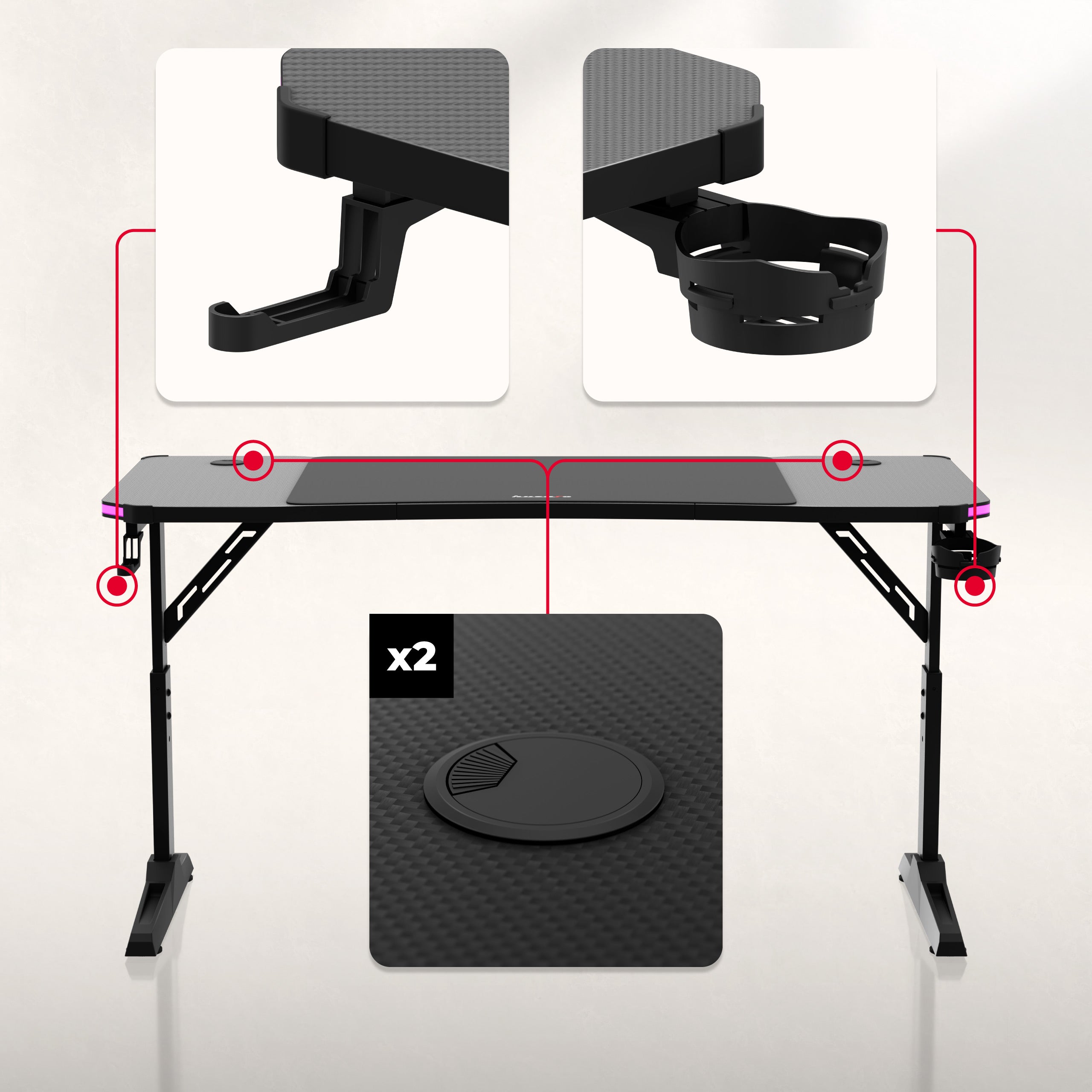 Huzaro Hero 3.6 RGB LED Black 140 cm gamingbureau