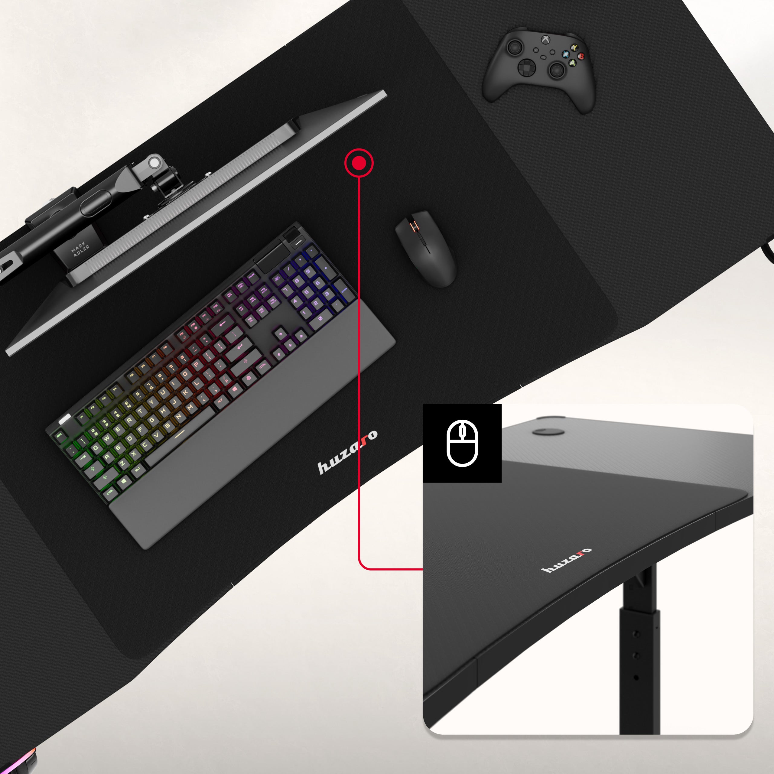 Huzaro Hero 3.6 RGB LED Black 140 cm gamingbureau