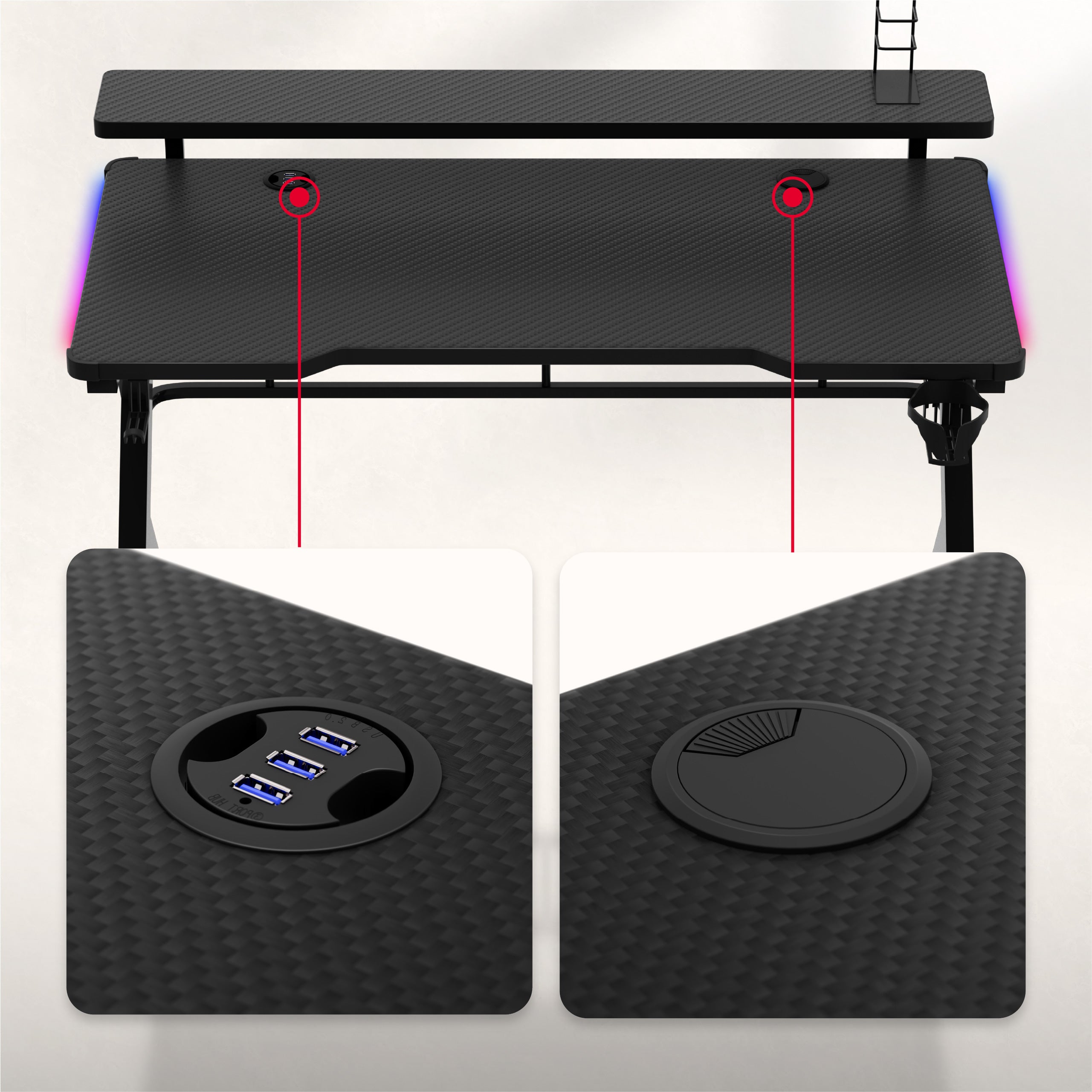 Huzaro Hero 5.0 RGB LED-gamingbureau, 120 cm