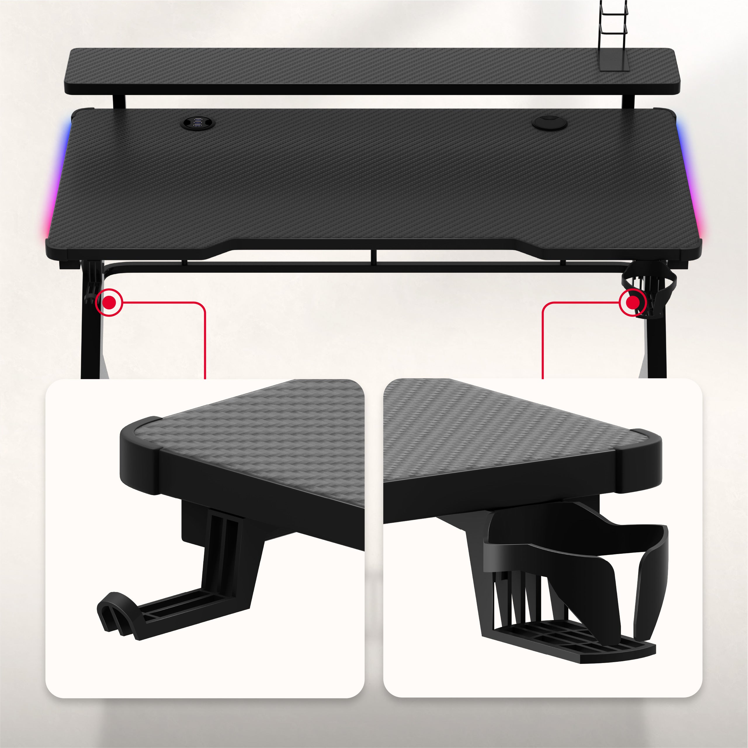 Huzaro Hero 5.0 RGB LED-gamingbureau, 120 cm