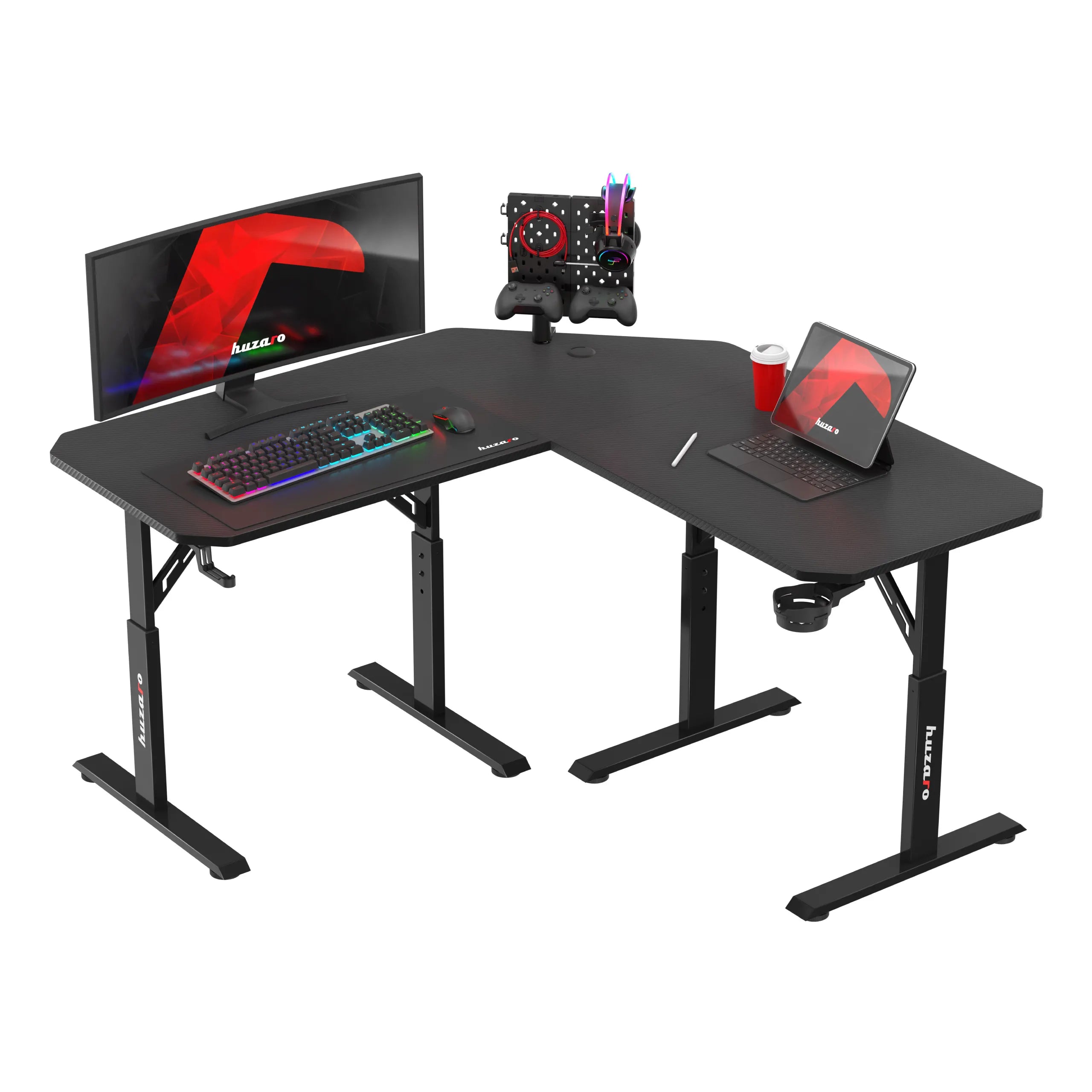 Hoogteverstelbaar hoekgamingbureau Huzaro Hero 7.3 Black