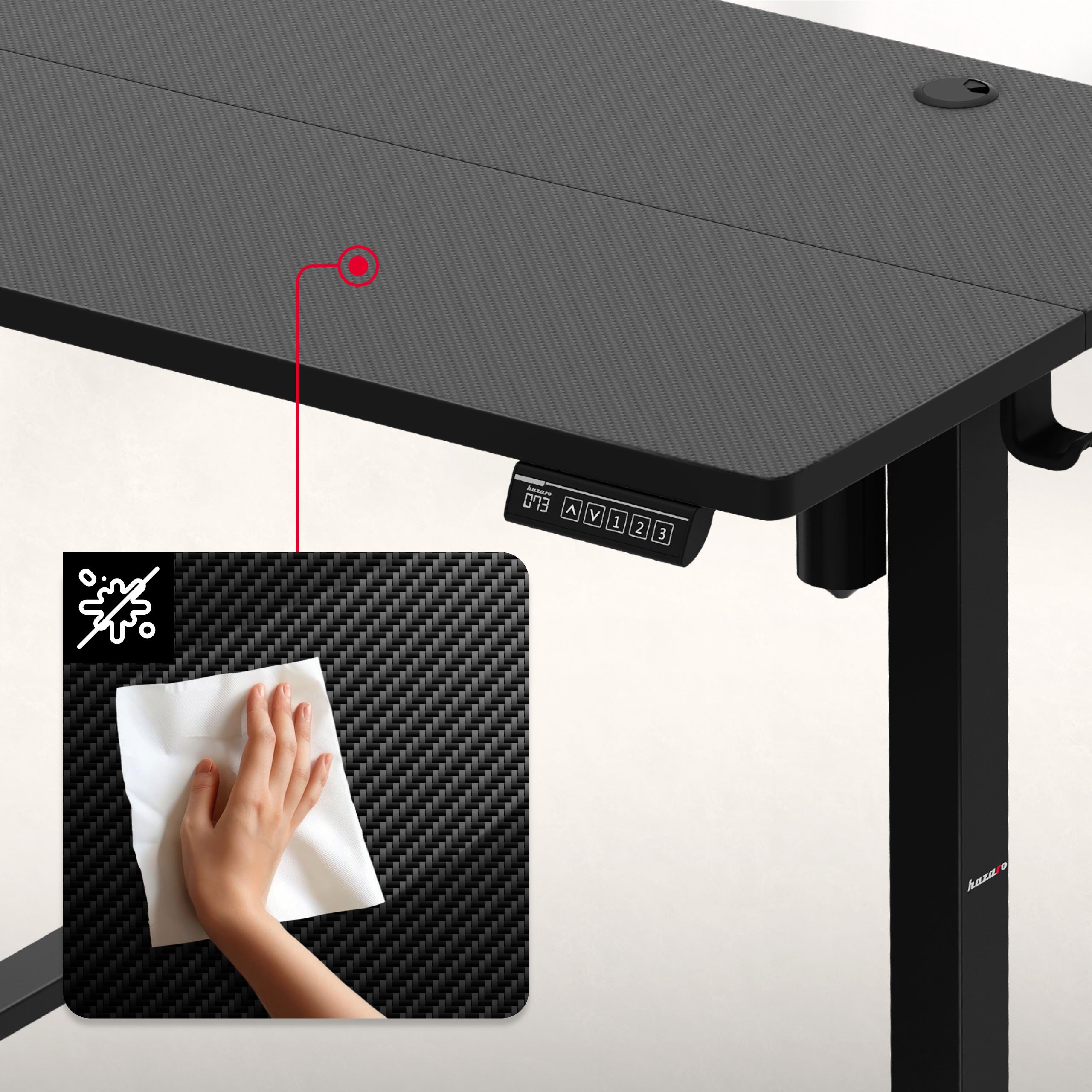 Huzaro Hero 7.8 Black elektrisch verstelbaar bureau op wieltjes