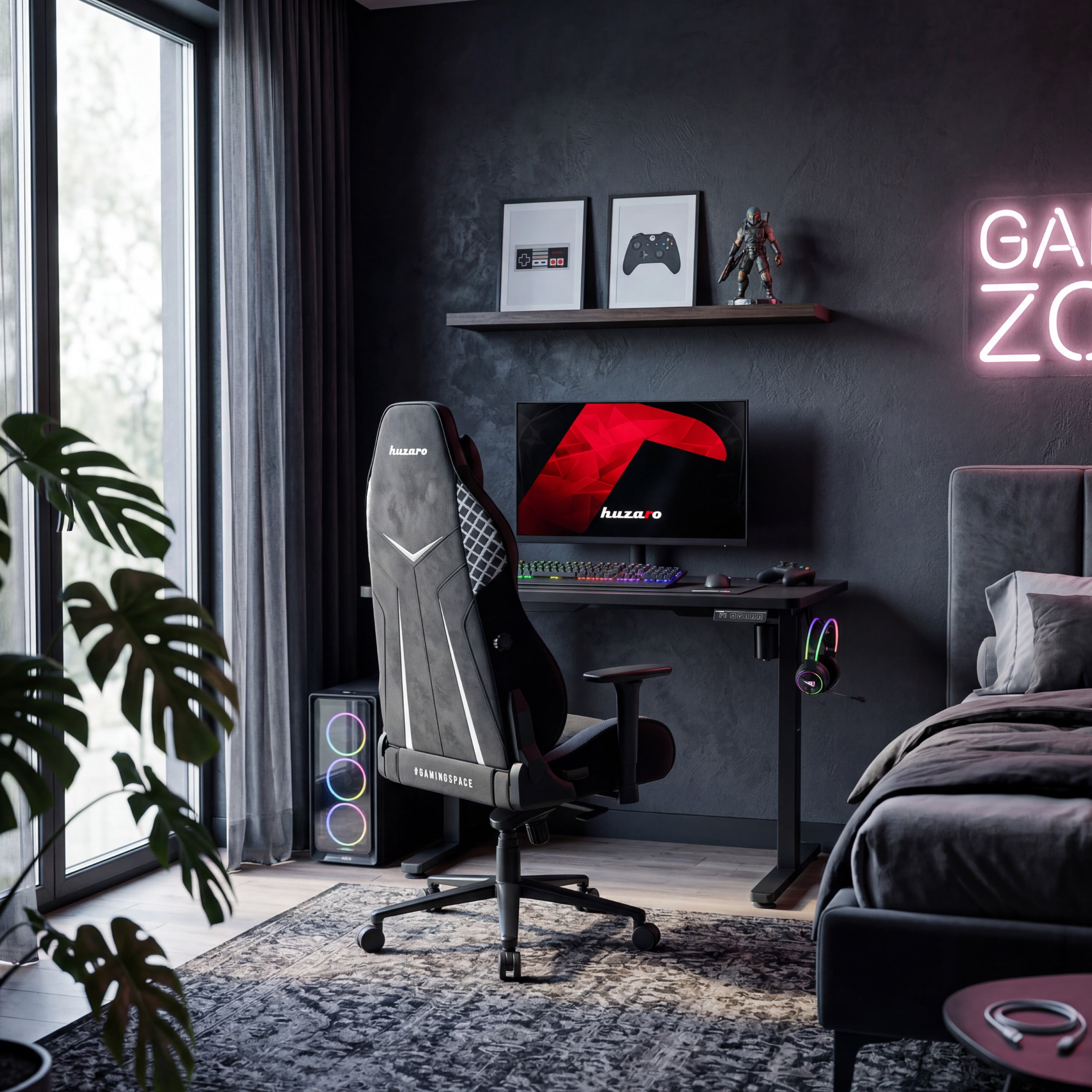 Huzaro Hero 7.8 Black elektrisch verstelbaar bureau op wieltjes