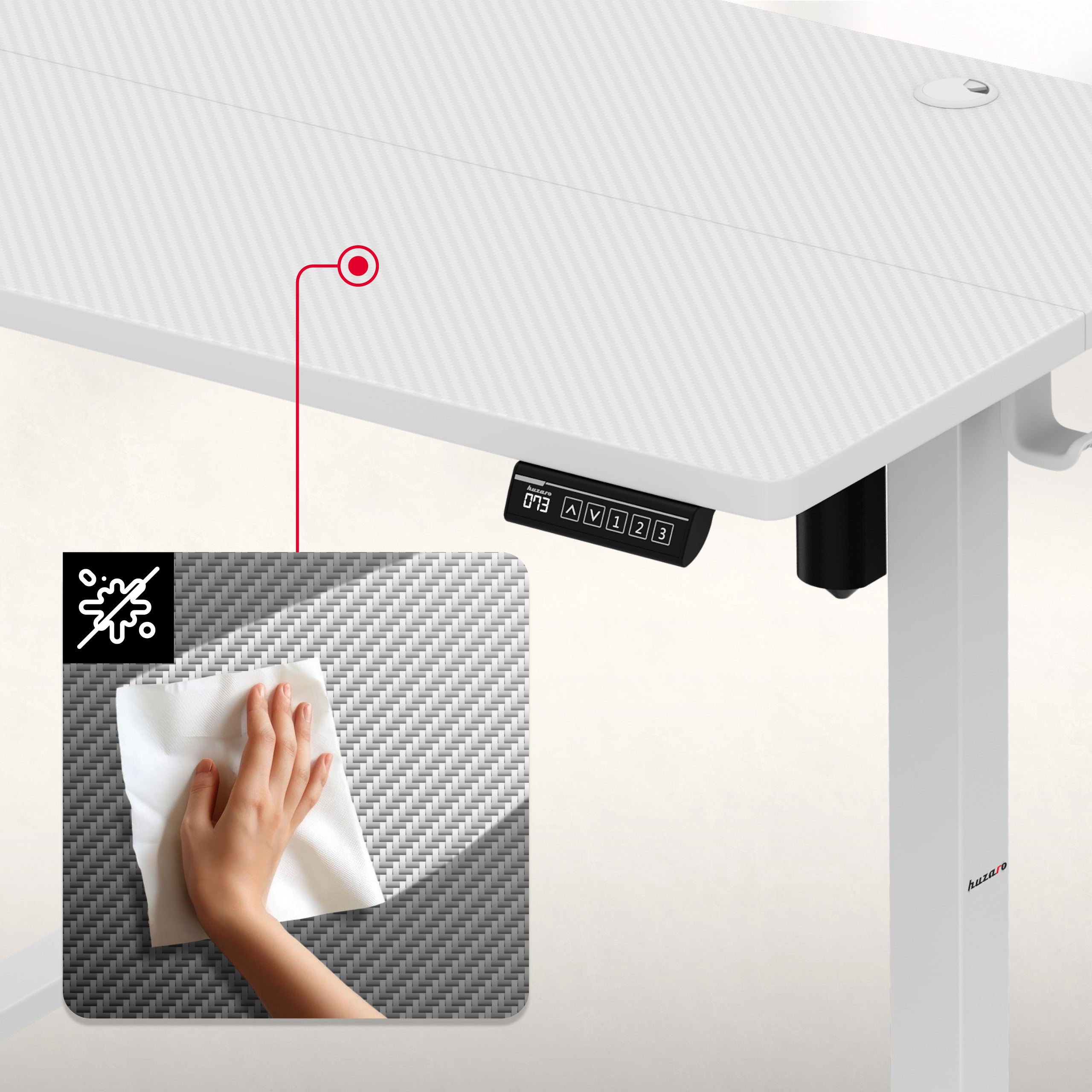Huzaro Hero 7.8 White elektrisch verstelbaar bureau op wieltjes