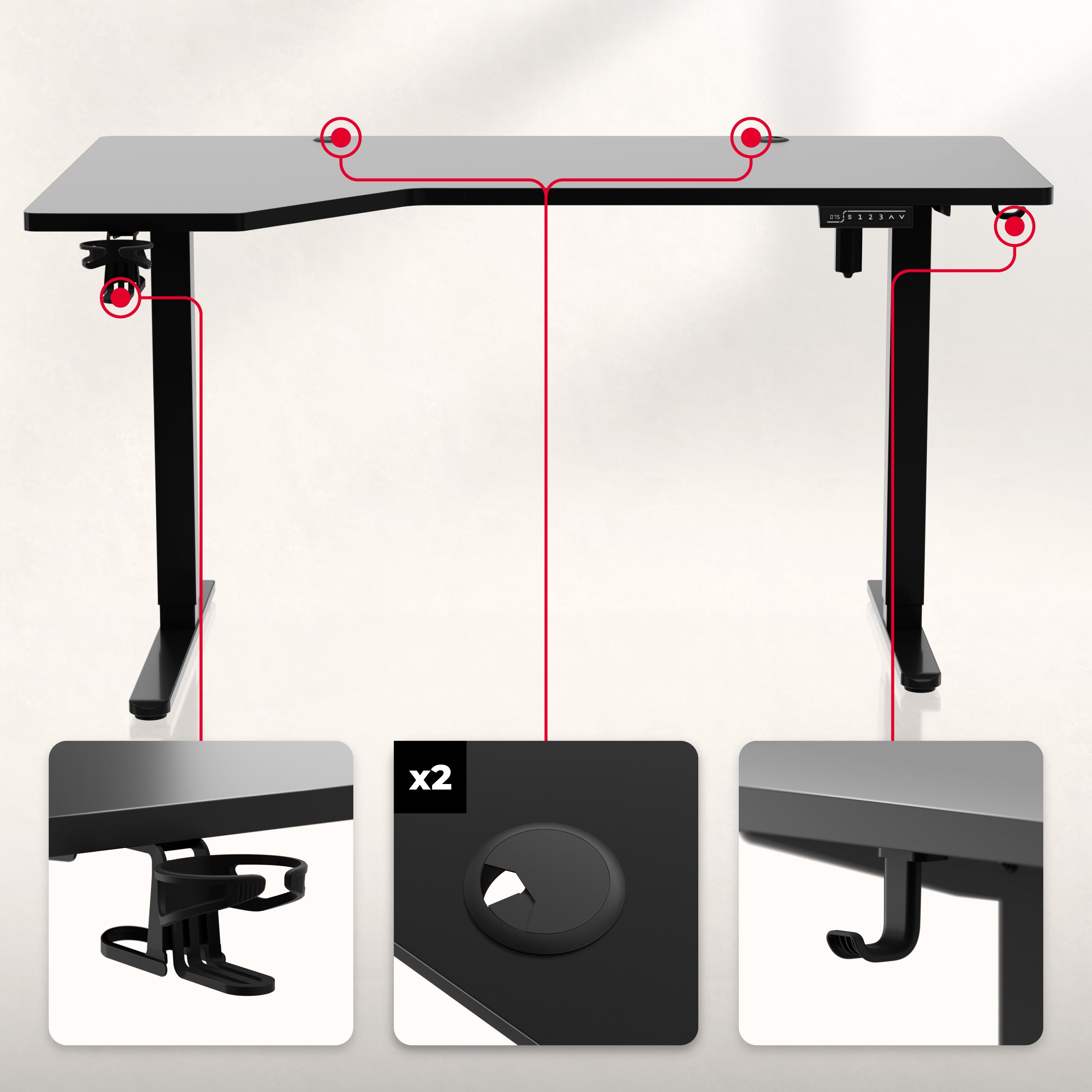 Huzaro Hero 9.1 elektrisch verstelbaar bureau, 145 cm