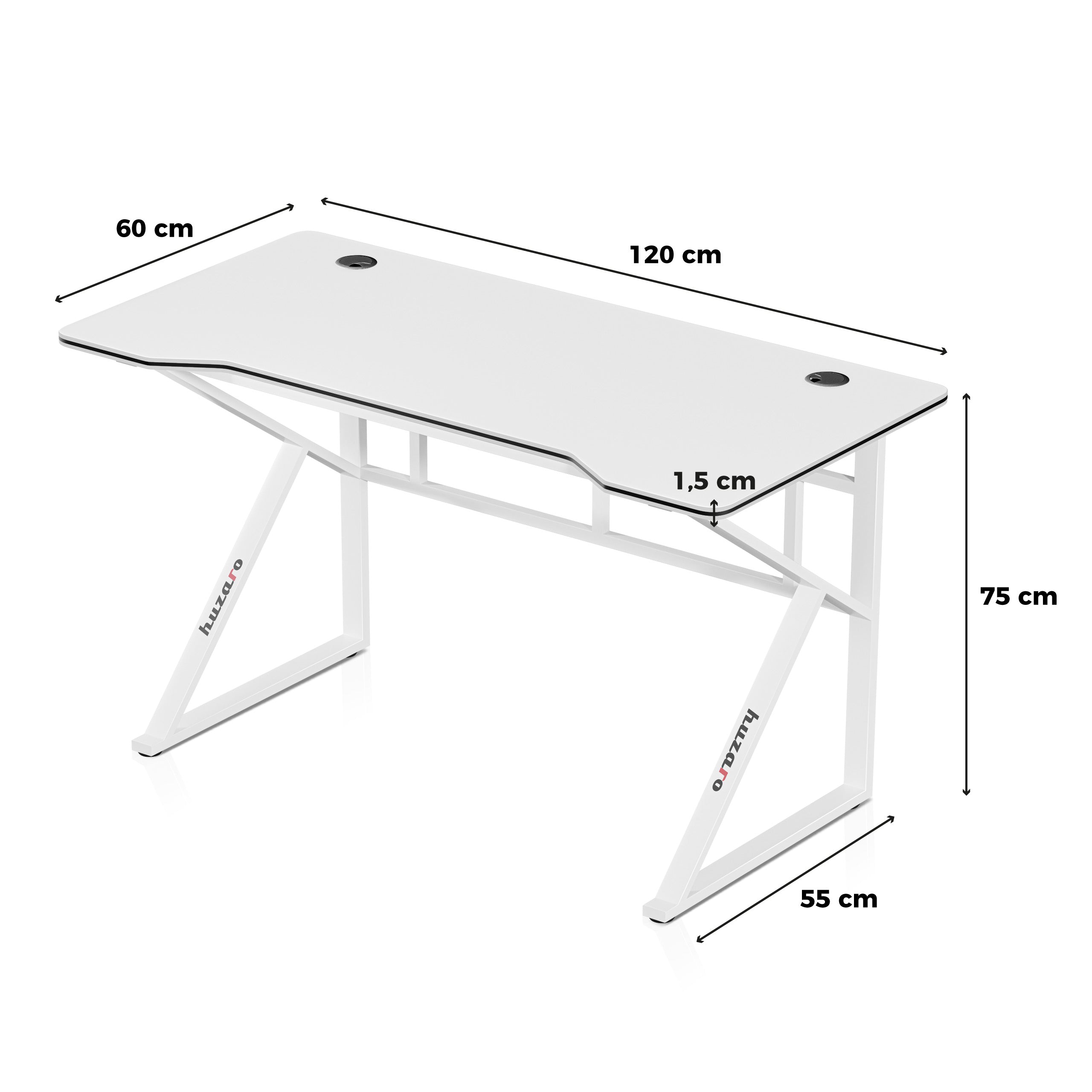 Huzaro Hero 1.6 White gamingbureau, 120 cm