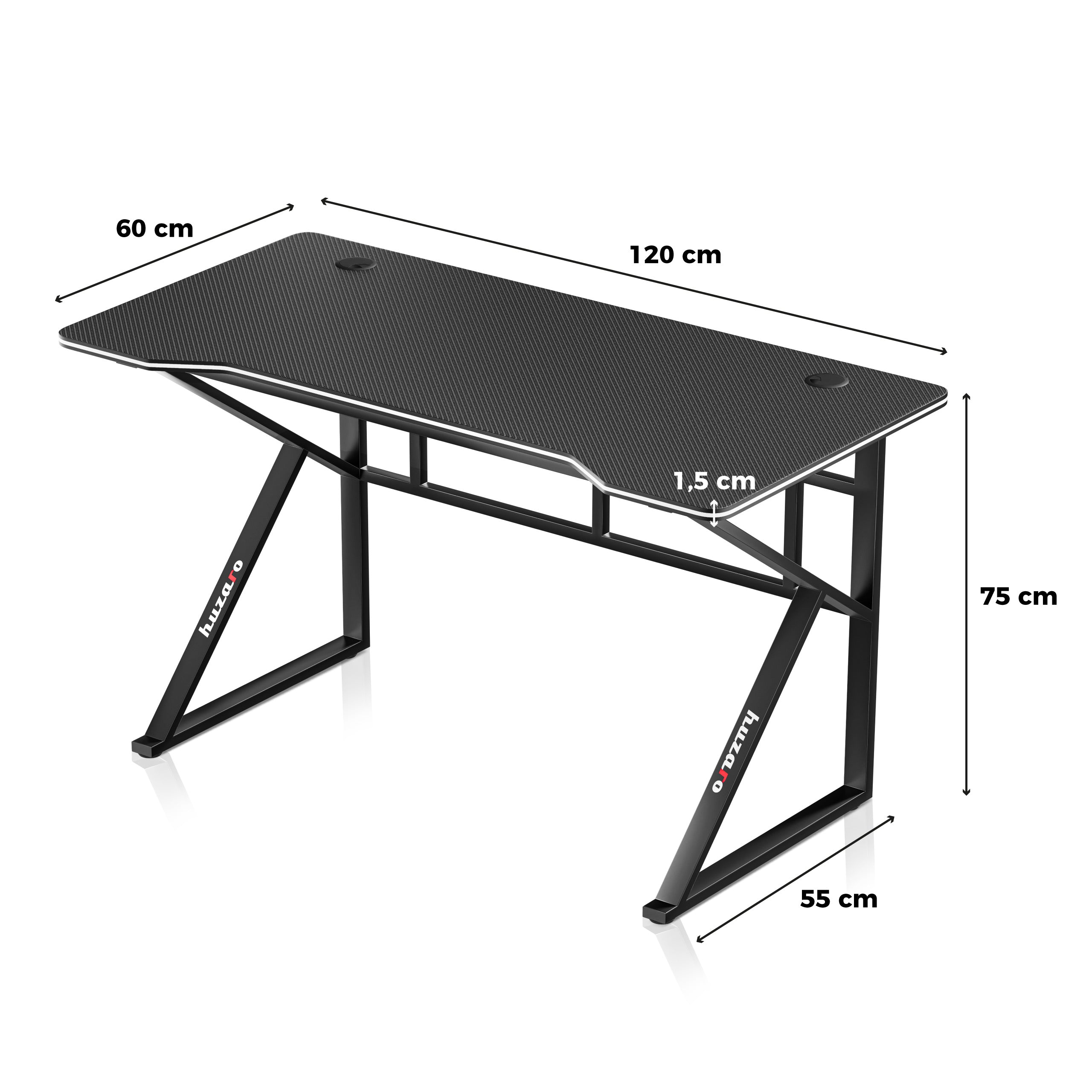 Huzaro Hero 1.6 Black gamingbureau, 120 cm