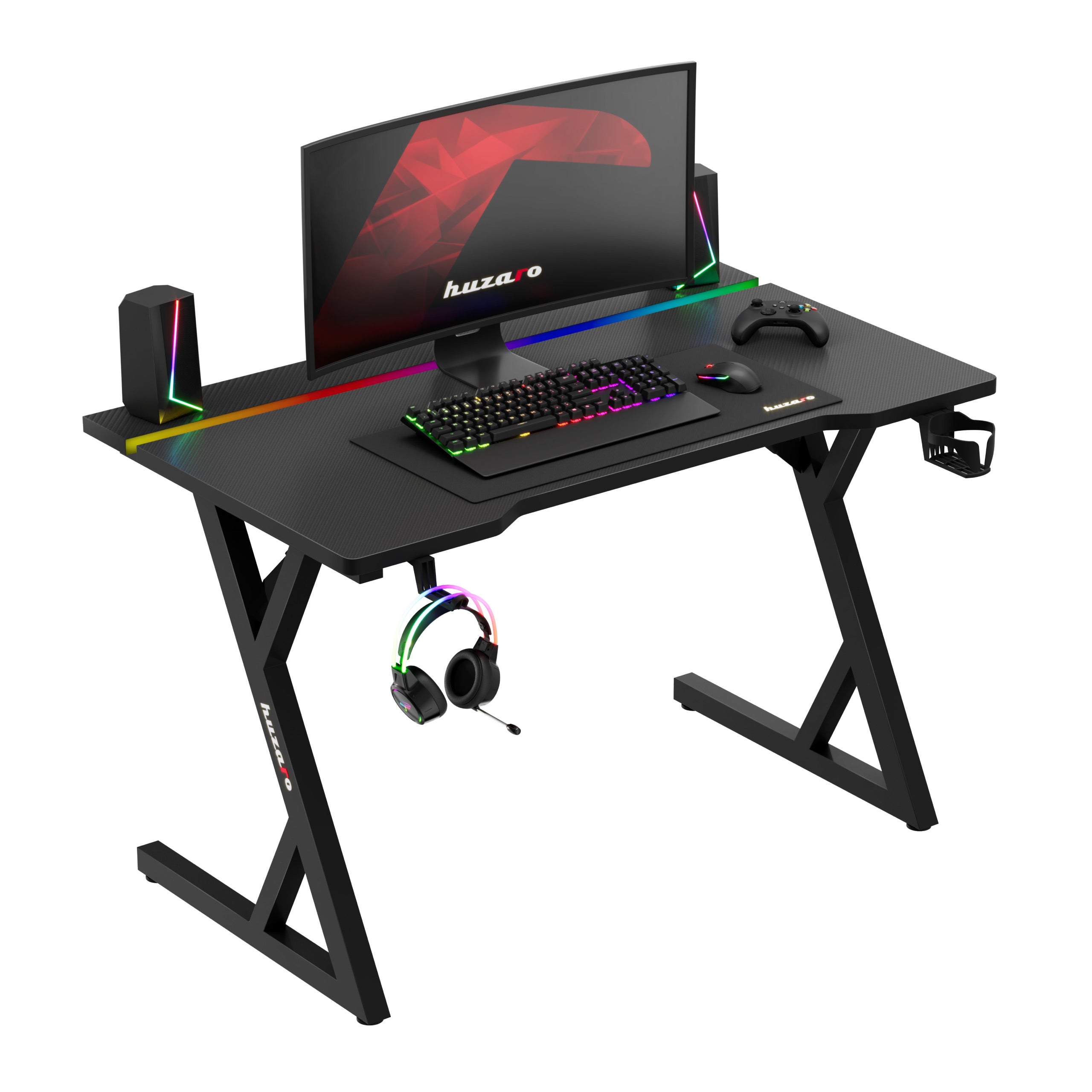 Hero 2.4 RGB Black gamingbureau met LED-verlichting