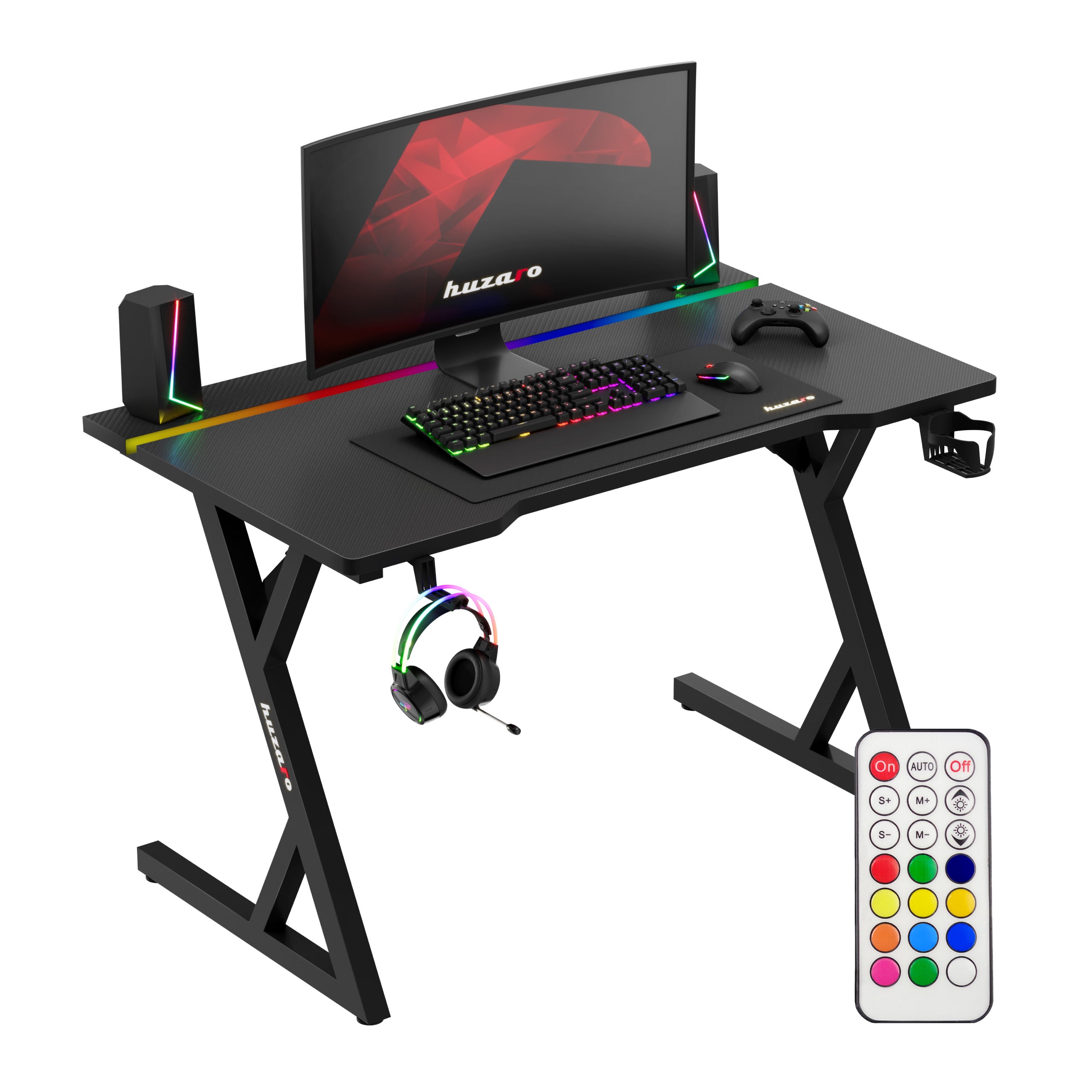 Hero 2.4 RGB Black gamingbureau met LED-verlichting