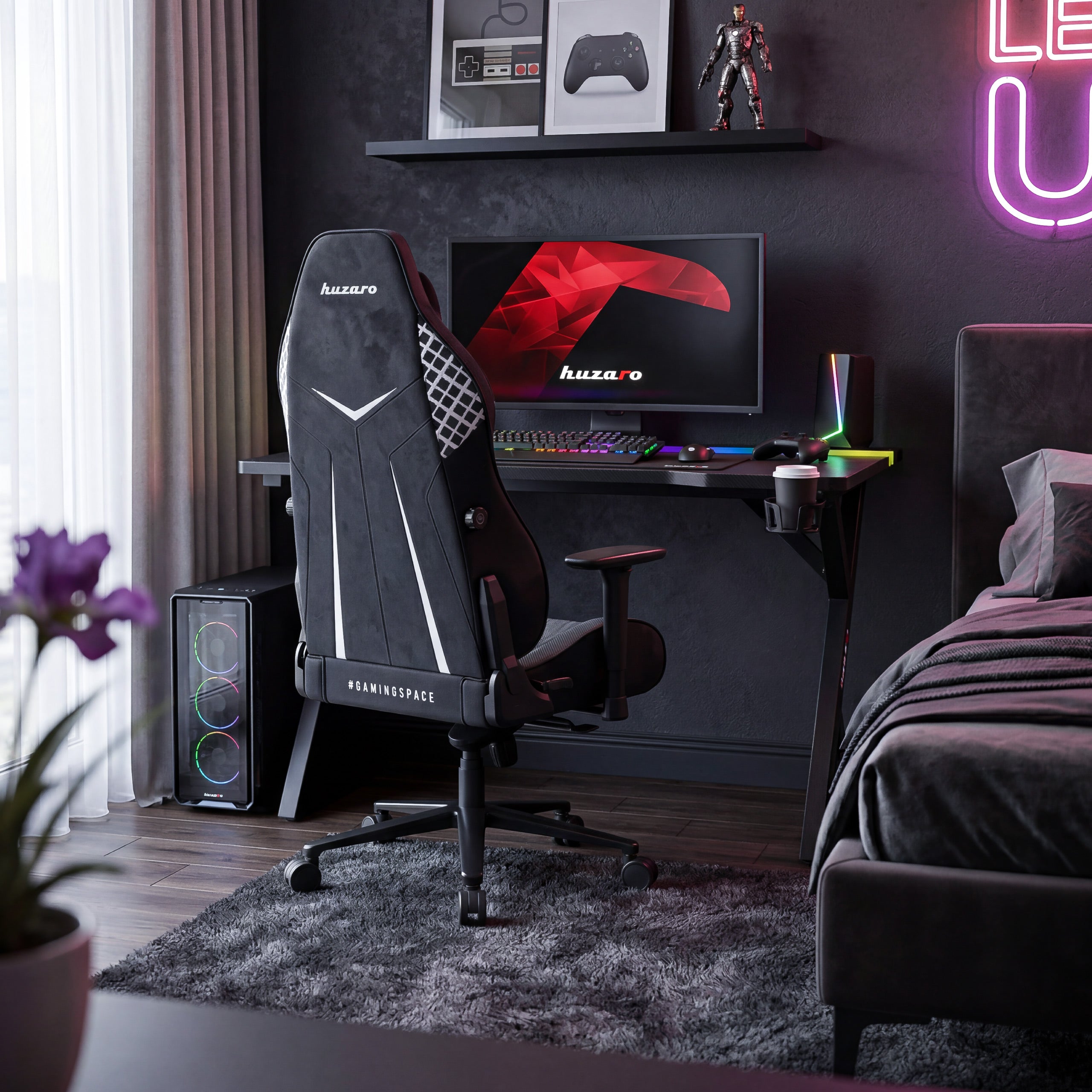 Hero 2.4 RGB Black gamingbureau met LED-verlichting