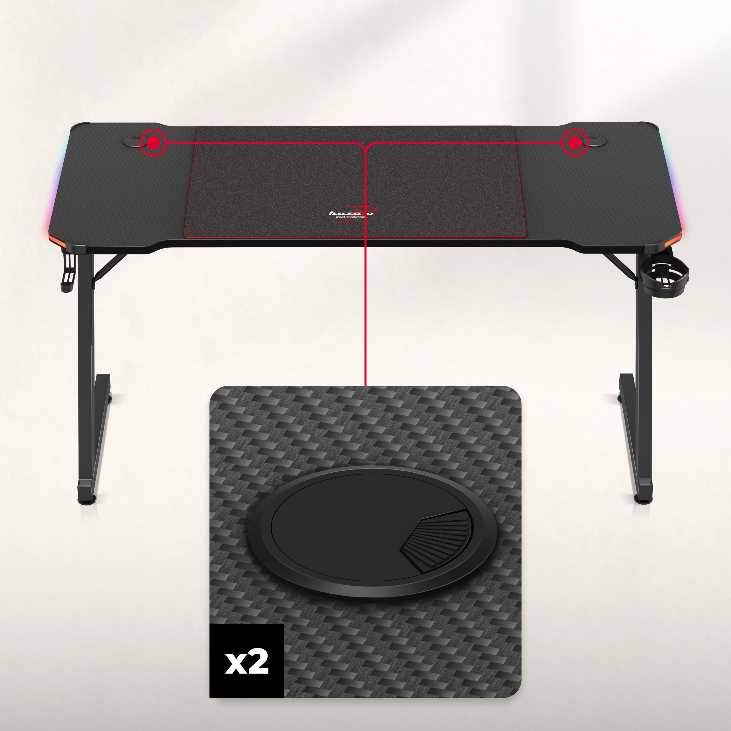 Huzaro Hero 3.3 RGB-gamingbureau, 140 cm