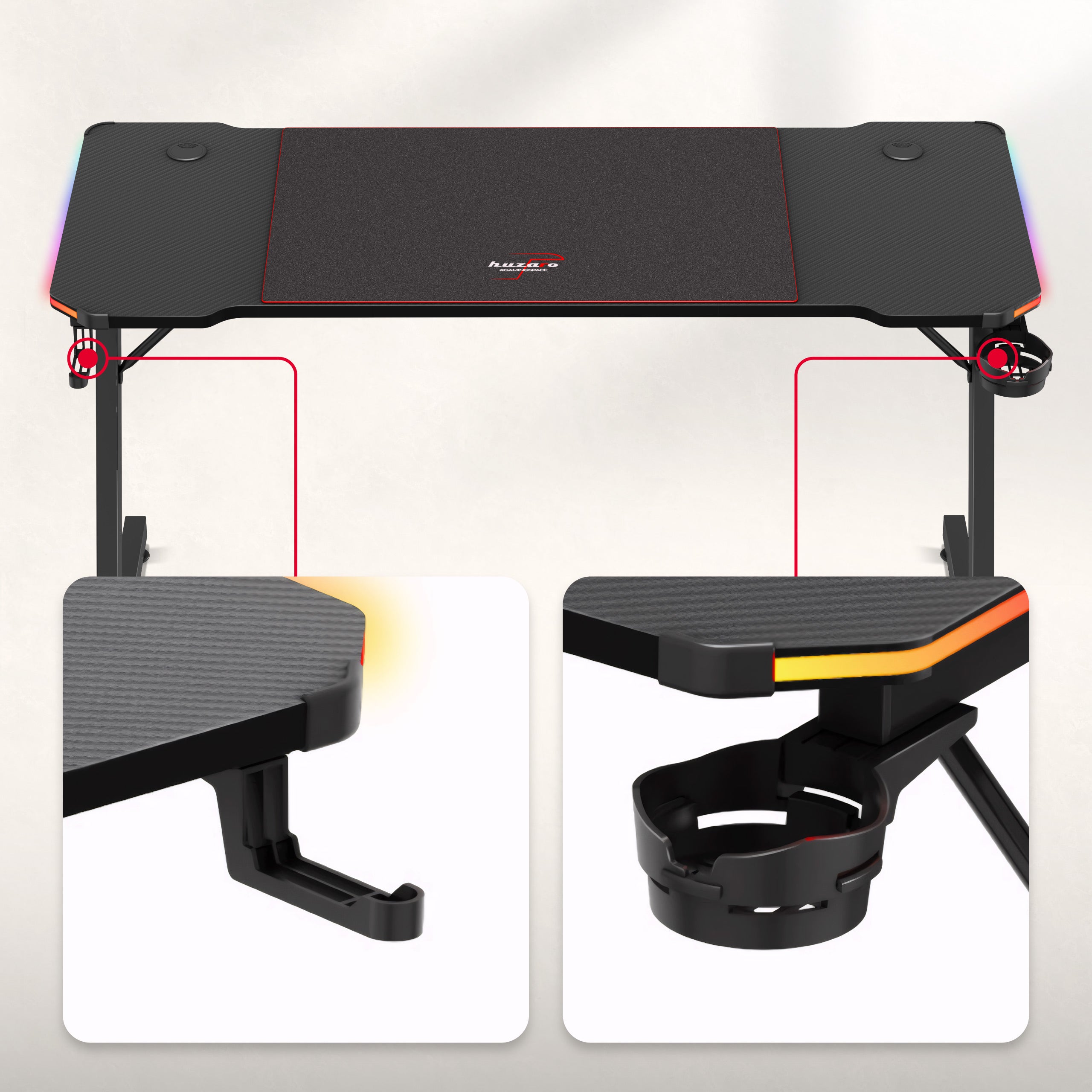 Huzaro Hero 3.3 RGB-gamingbureau, 140 cm