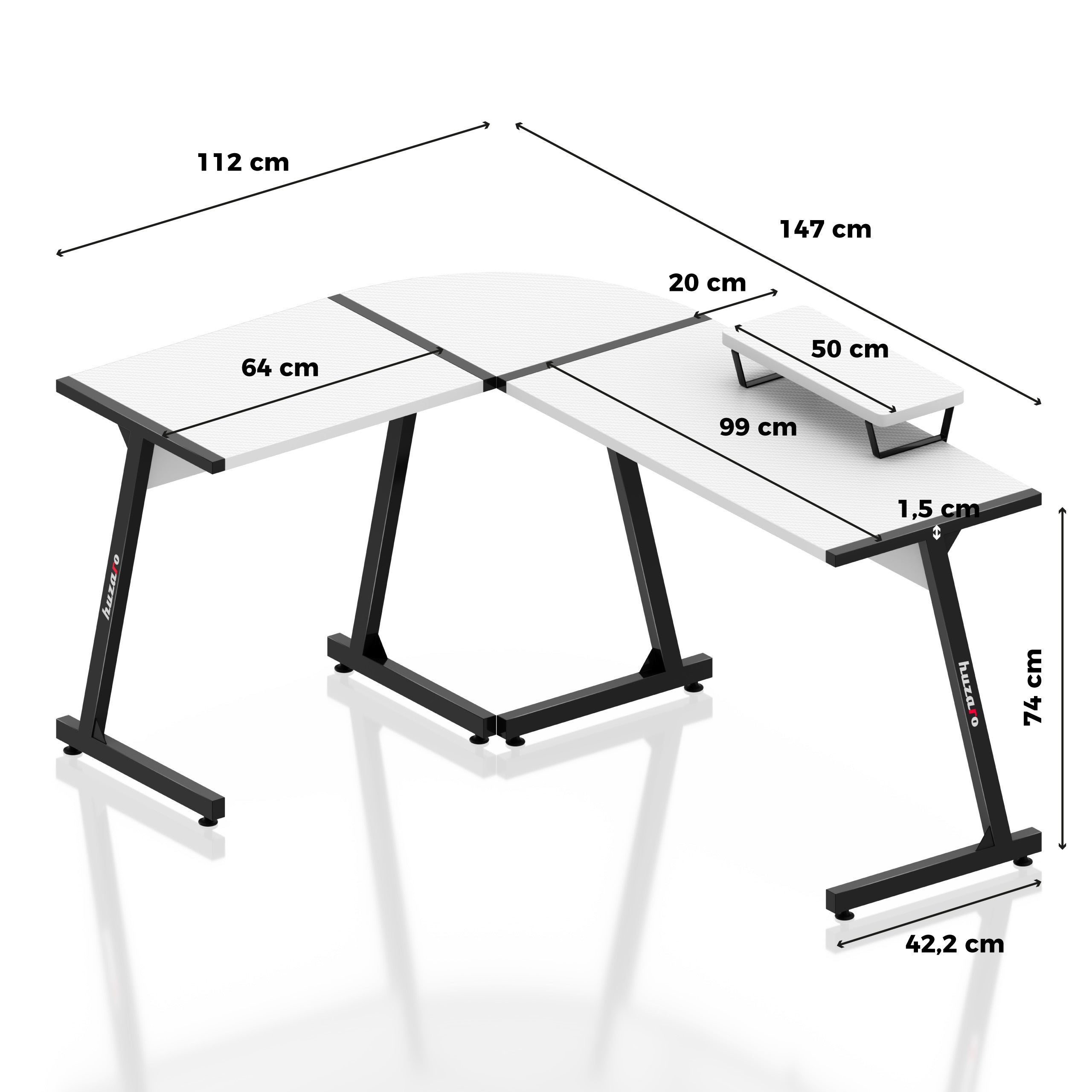 Huzaro Hero 6.0 White gamingbureau, 147 cm