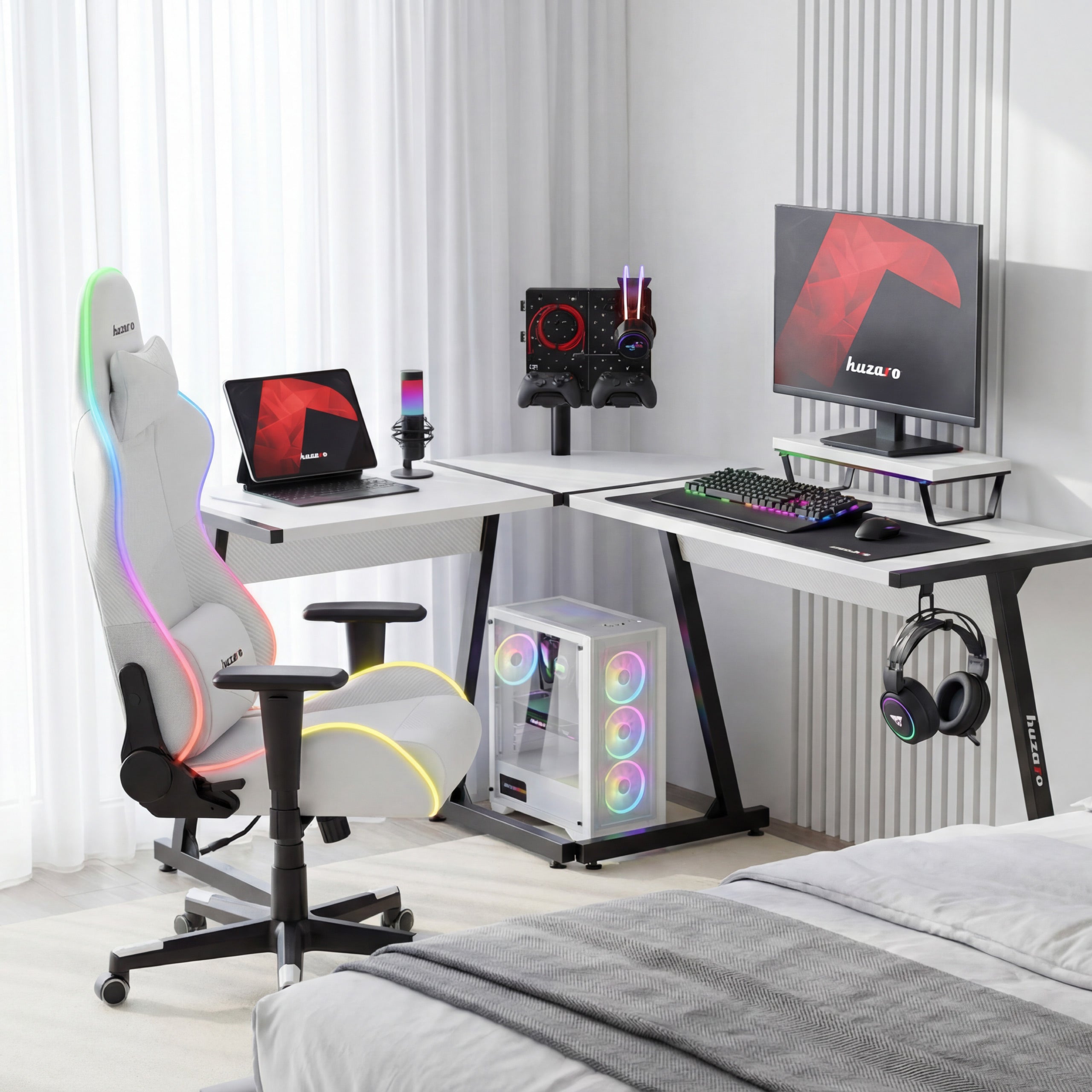 Huzaro Hero 6.0 White gamingbureau, 147 cm