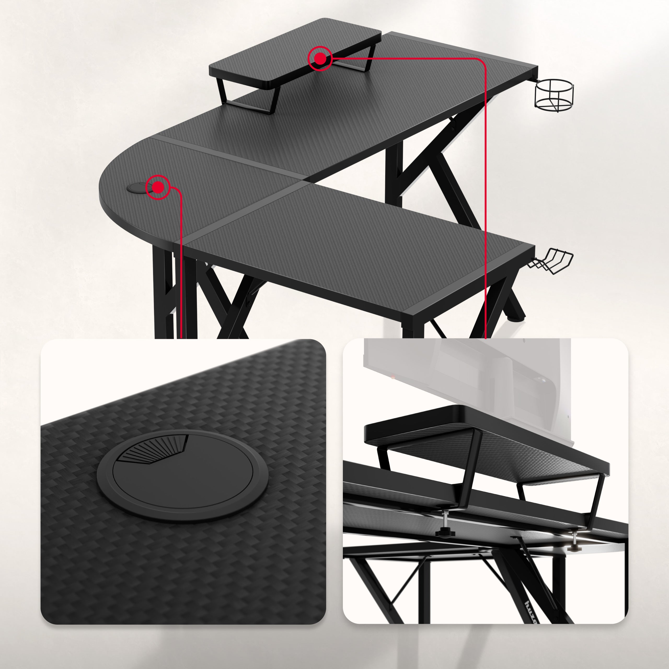 Huzaro Hero 6.3 Black gamingbureau, 154 cm