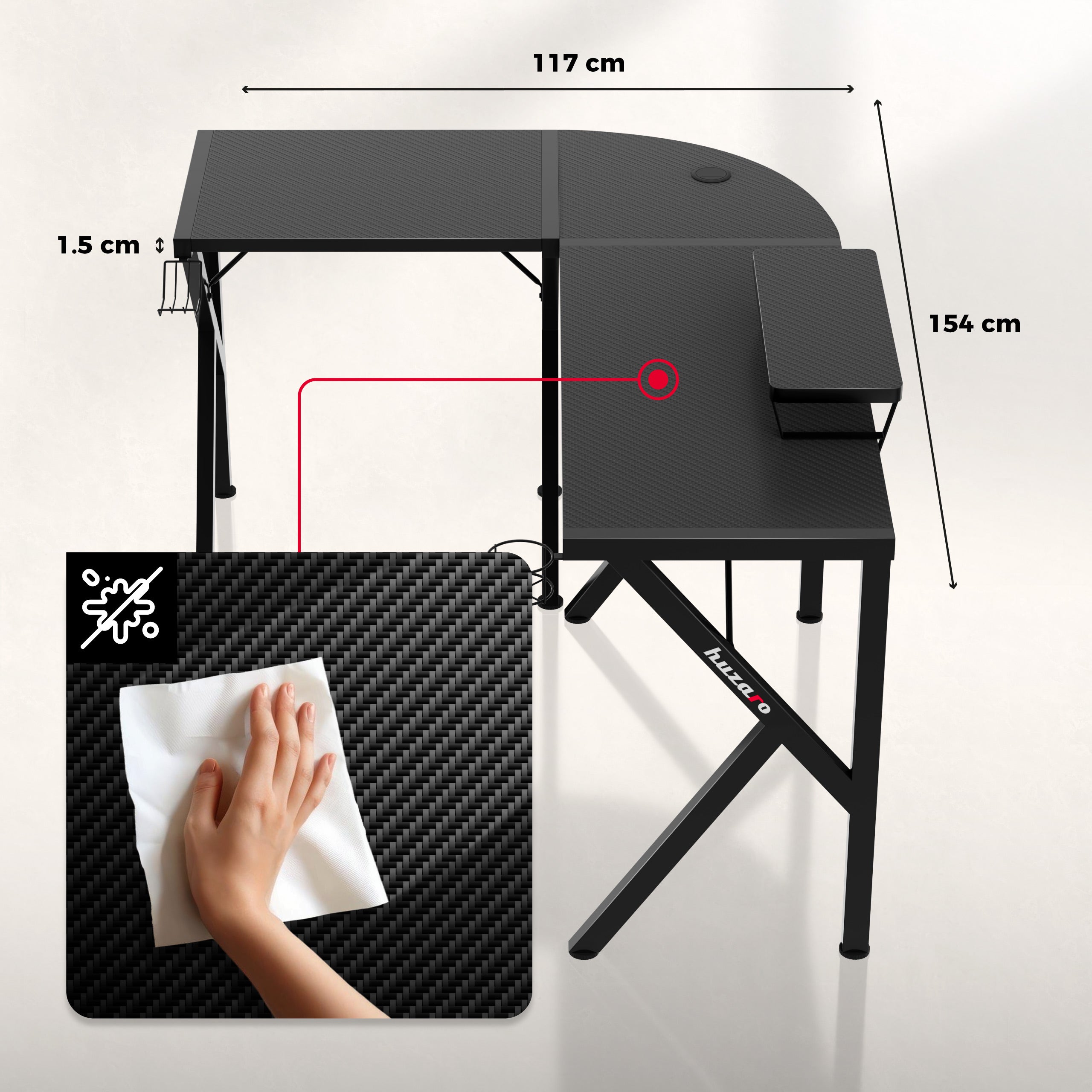 Huzaro Hero 6.3 Black gamingbureau, 154 cm