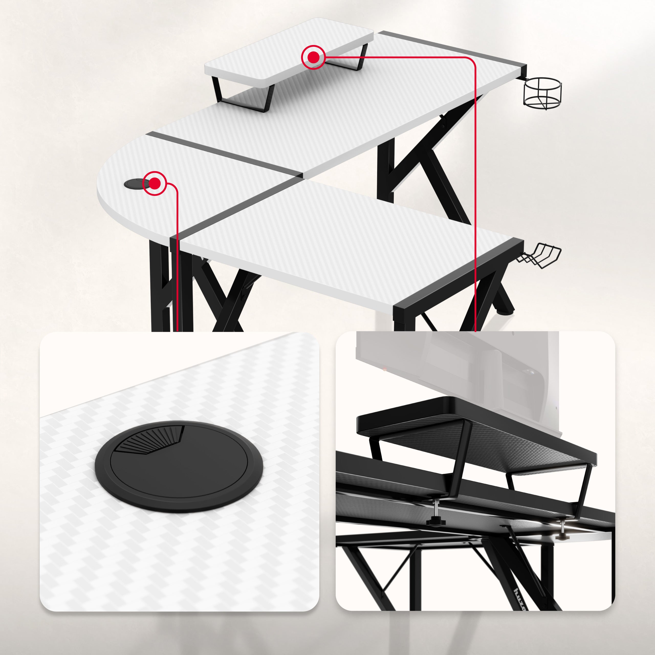 Huzaro Hero 6.3 White gamingbureau, 154 cm