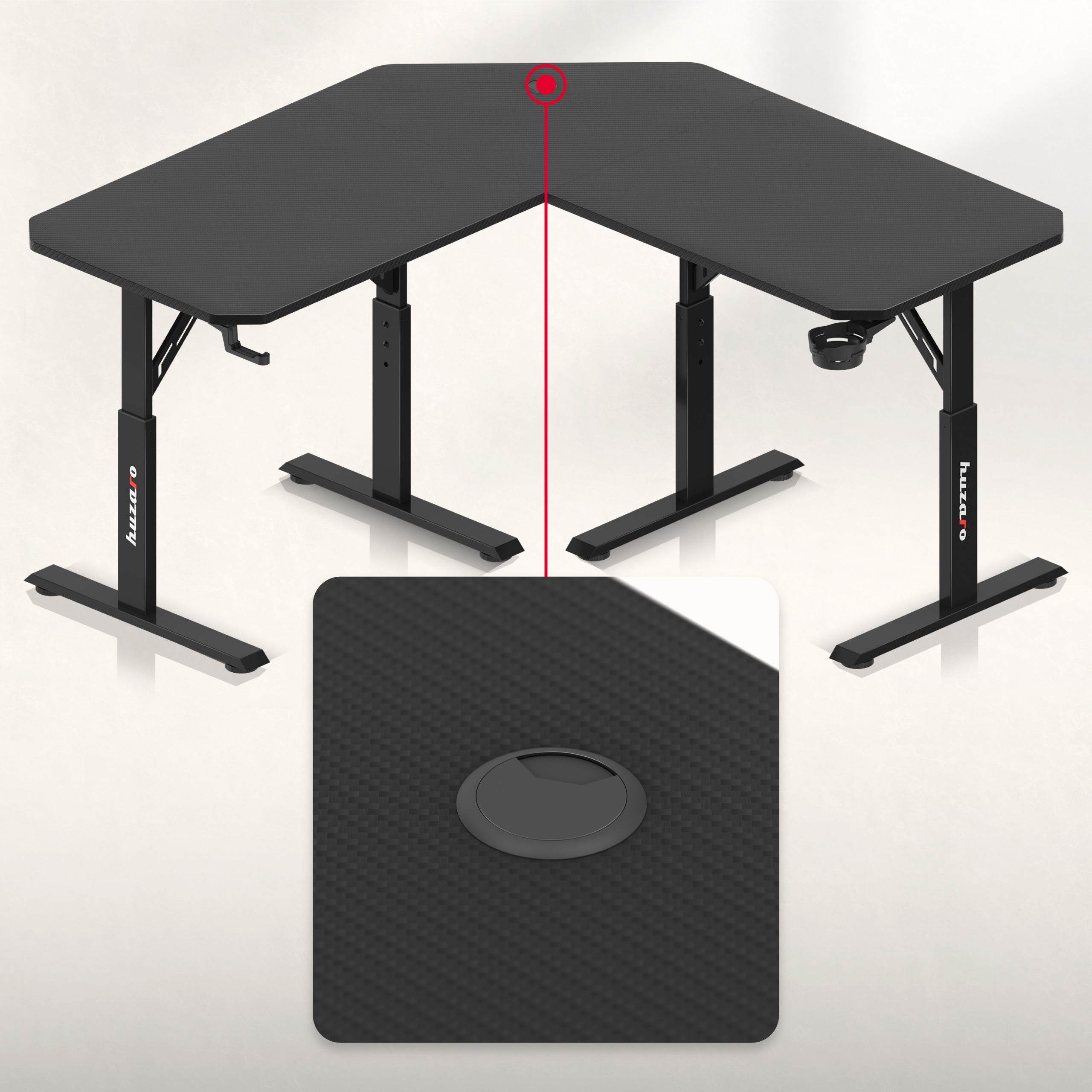 Hoogteverstelbaar hoekgamingbureau Huzaro Hero 7.3 Black