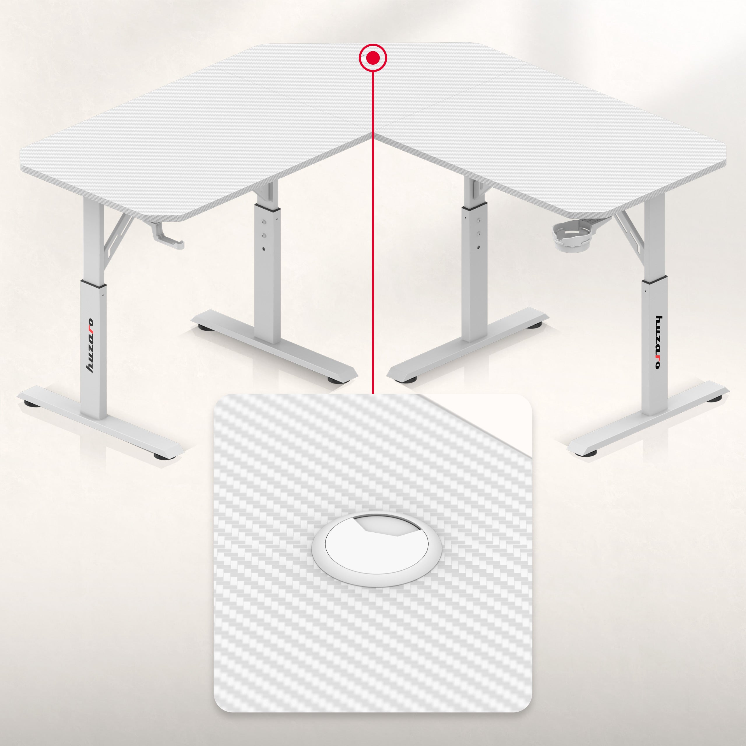 Hoekgamingbureau met hoogteverstelling Huzaro Hero 7.3 White