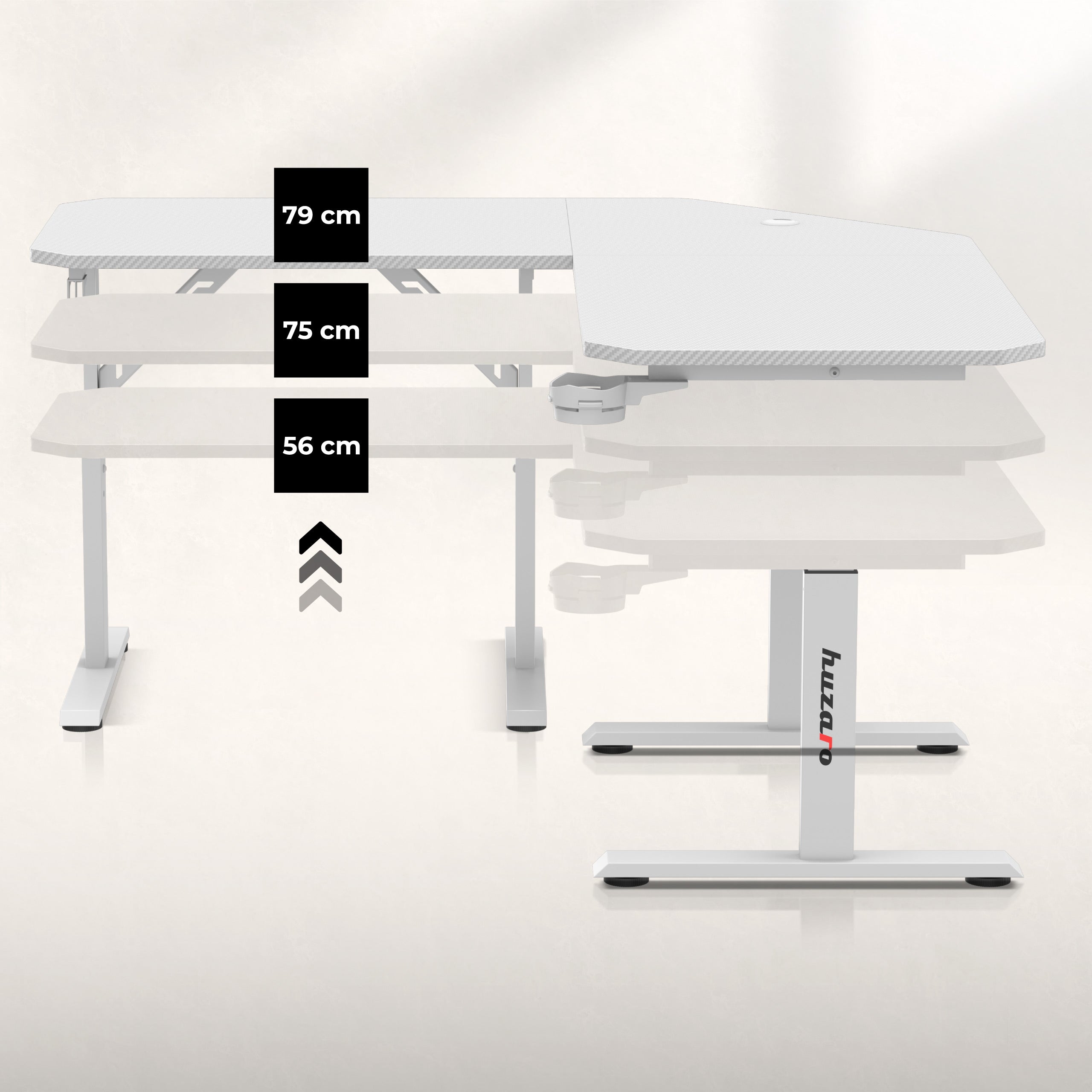 Hoekgamingbureau met hoogteverstelling Huzaro Hero 7.3 White