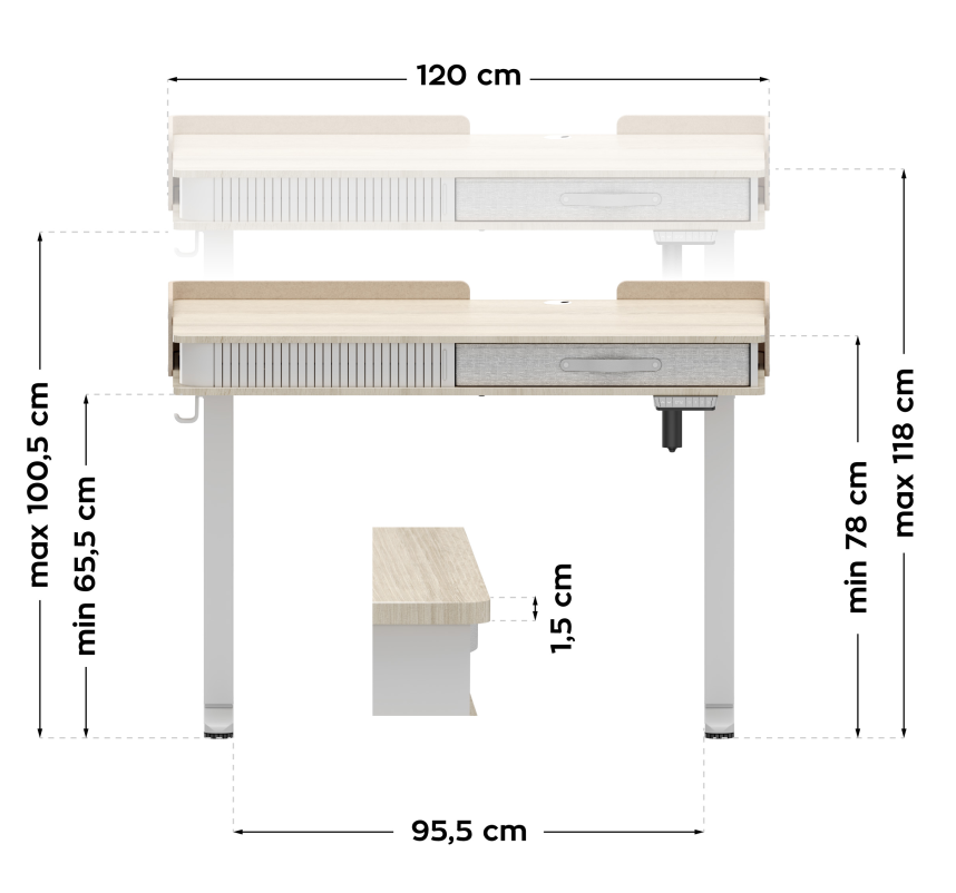 Mark Adler Leader 8.0 White elektrisch verstelbaar bureau, 120 cm