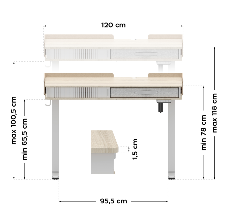 Mark Adler Leader 8.0 White elektrisch verstelbaar bureau, 120 cm