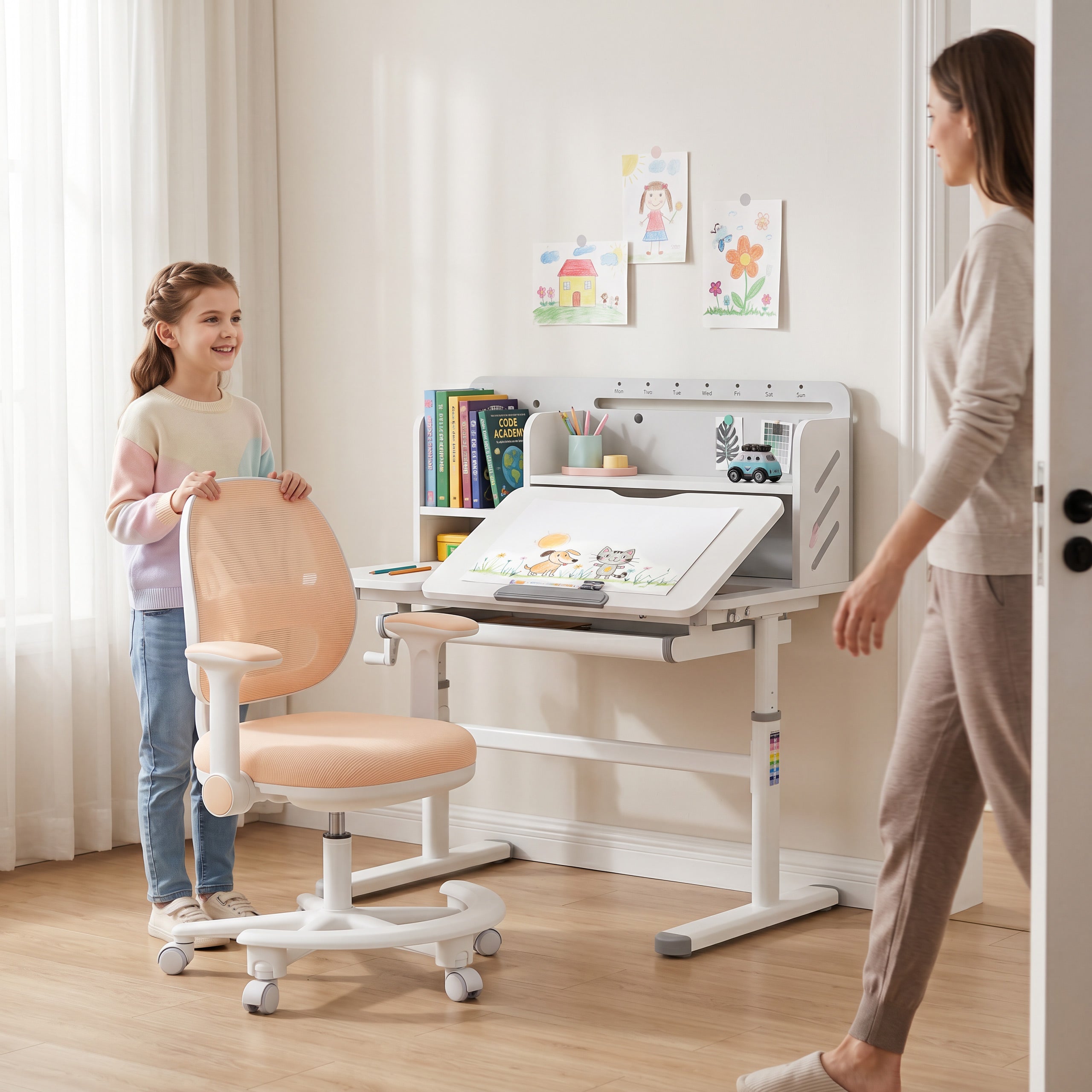 Ergonomische bureaustoel voor kinderen: Mark Adler Junior 3.6 Beige