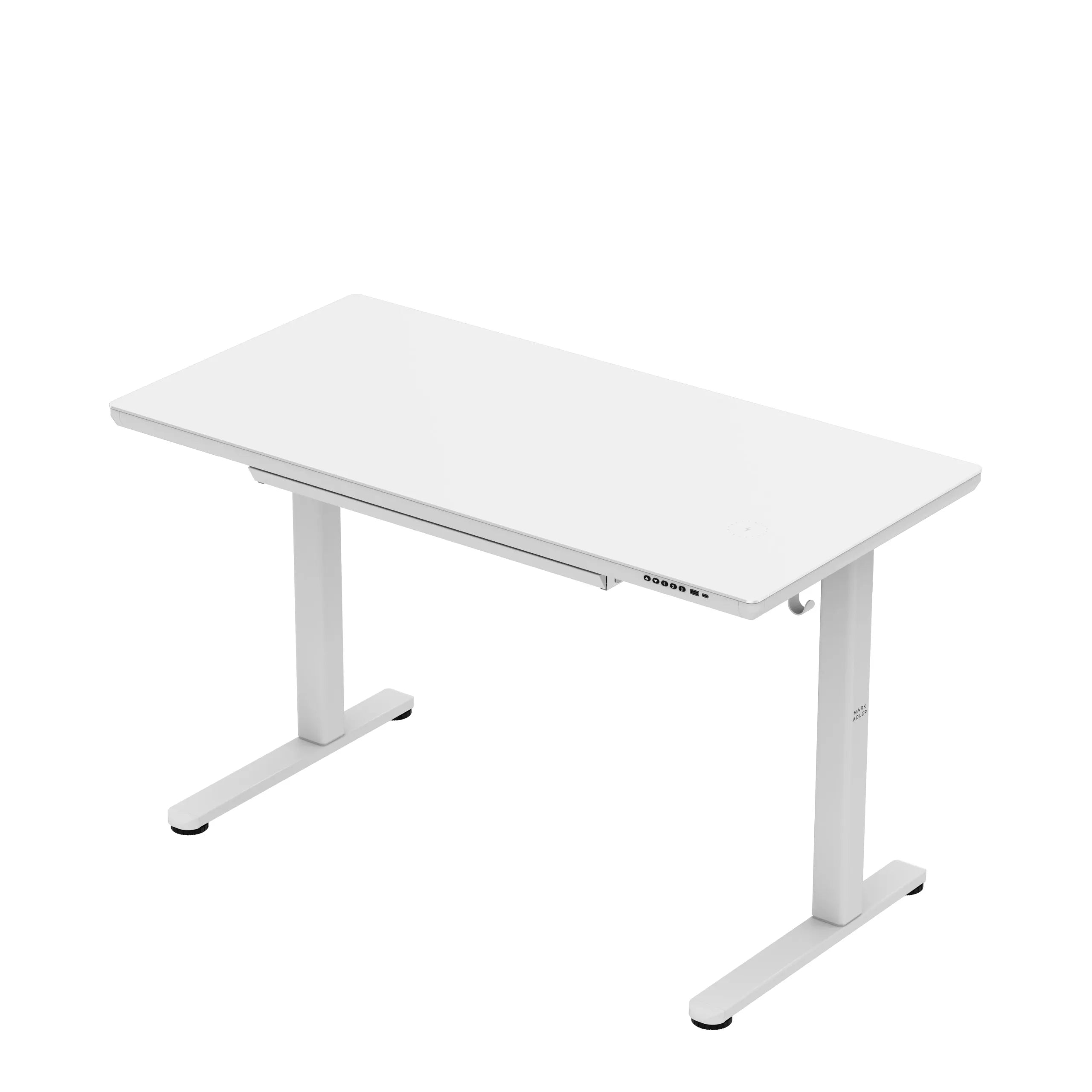 Elektrisch verstelbaar bureau met glazen blad Mark Adler Leader 8.5 White