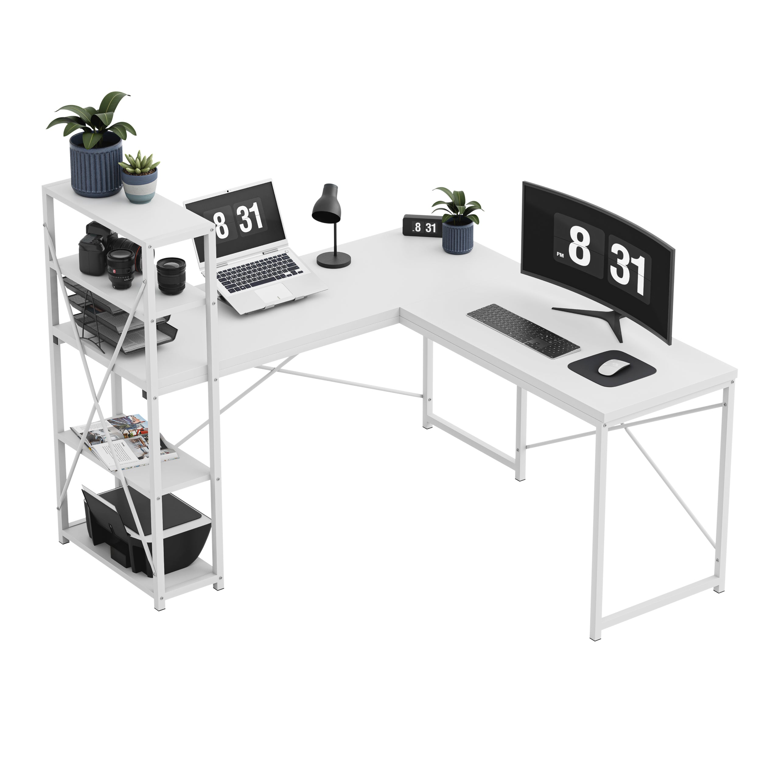 Hoekbureau met planken Mark Adler Leader 5.9 White 145 cm