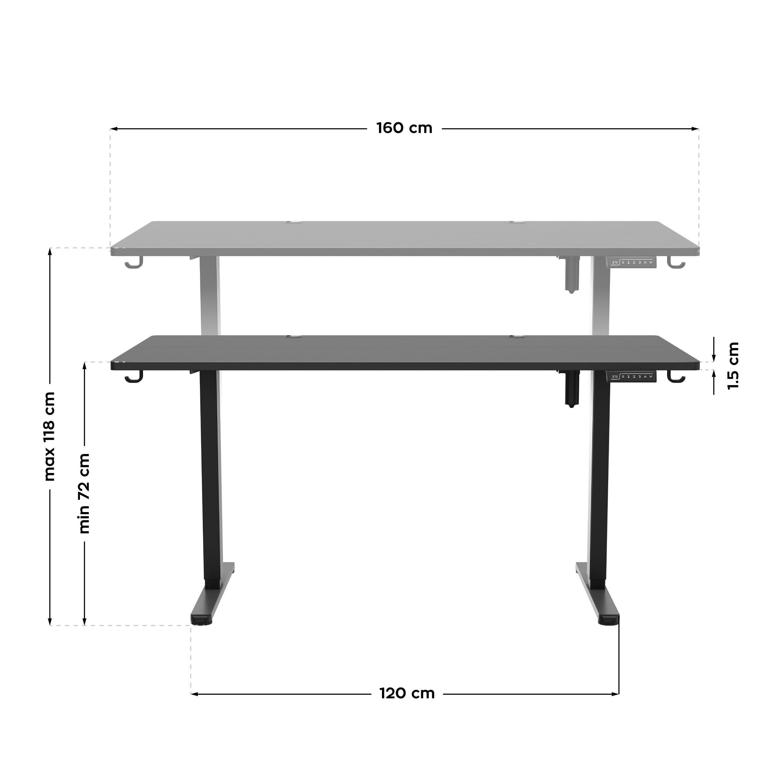 Mark Adler Leader 7.6 Black elektrisch verstelbaar bureau, 160 cm