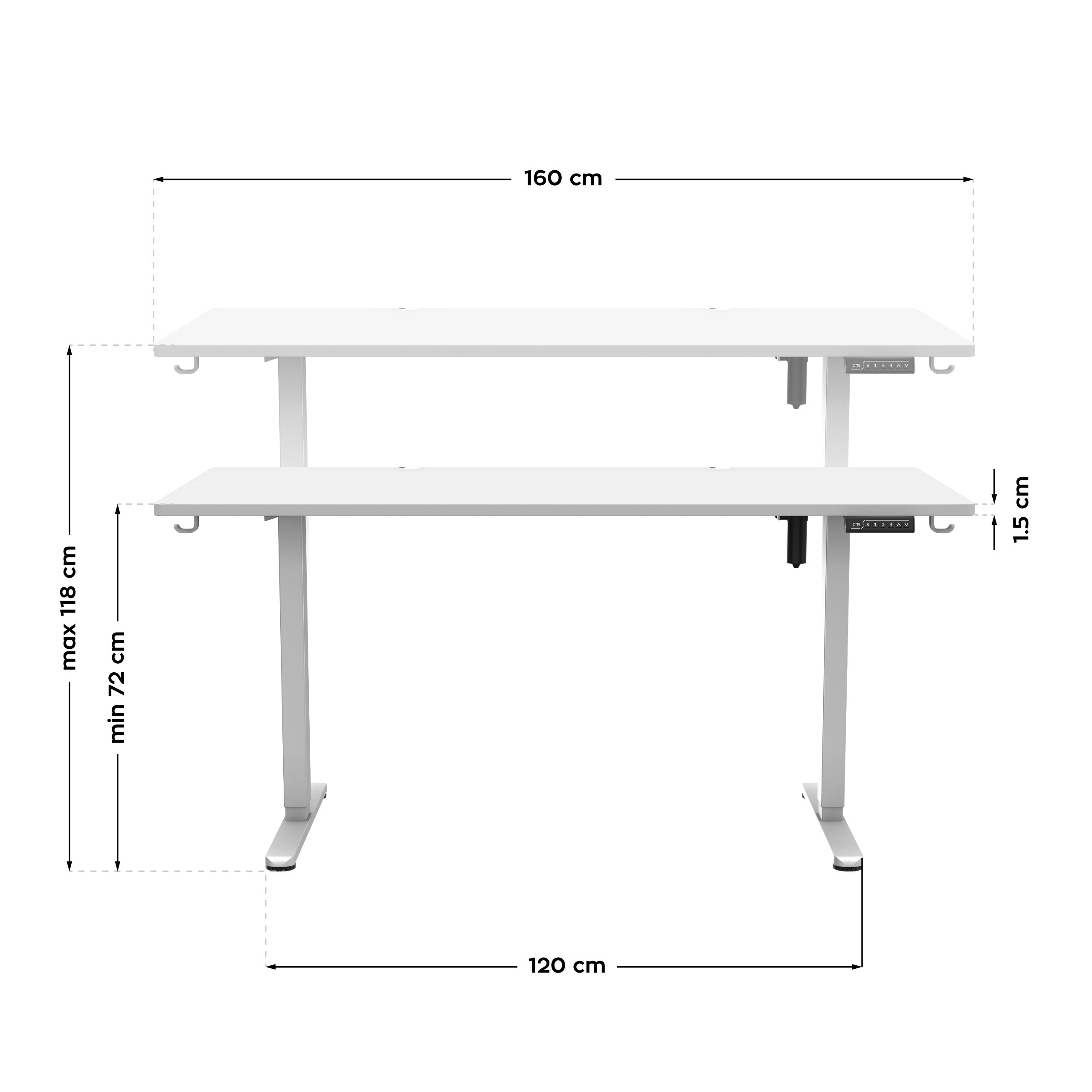 Mark Adler Leader 7.6 White elektrisch verstelbaar bureau, 160 cm